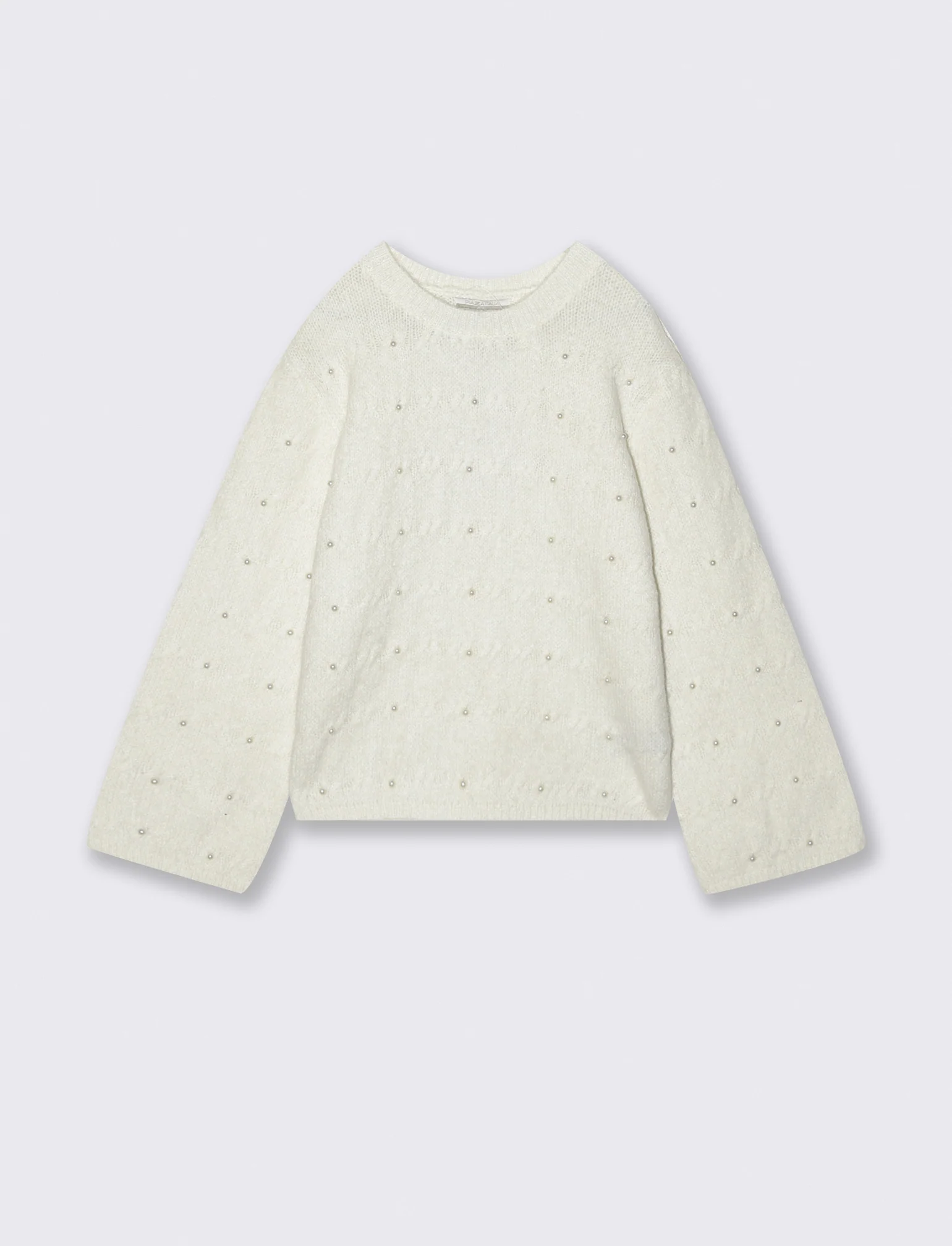 Maglia con perle - Bianco sporco