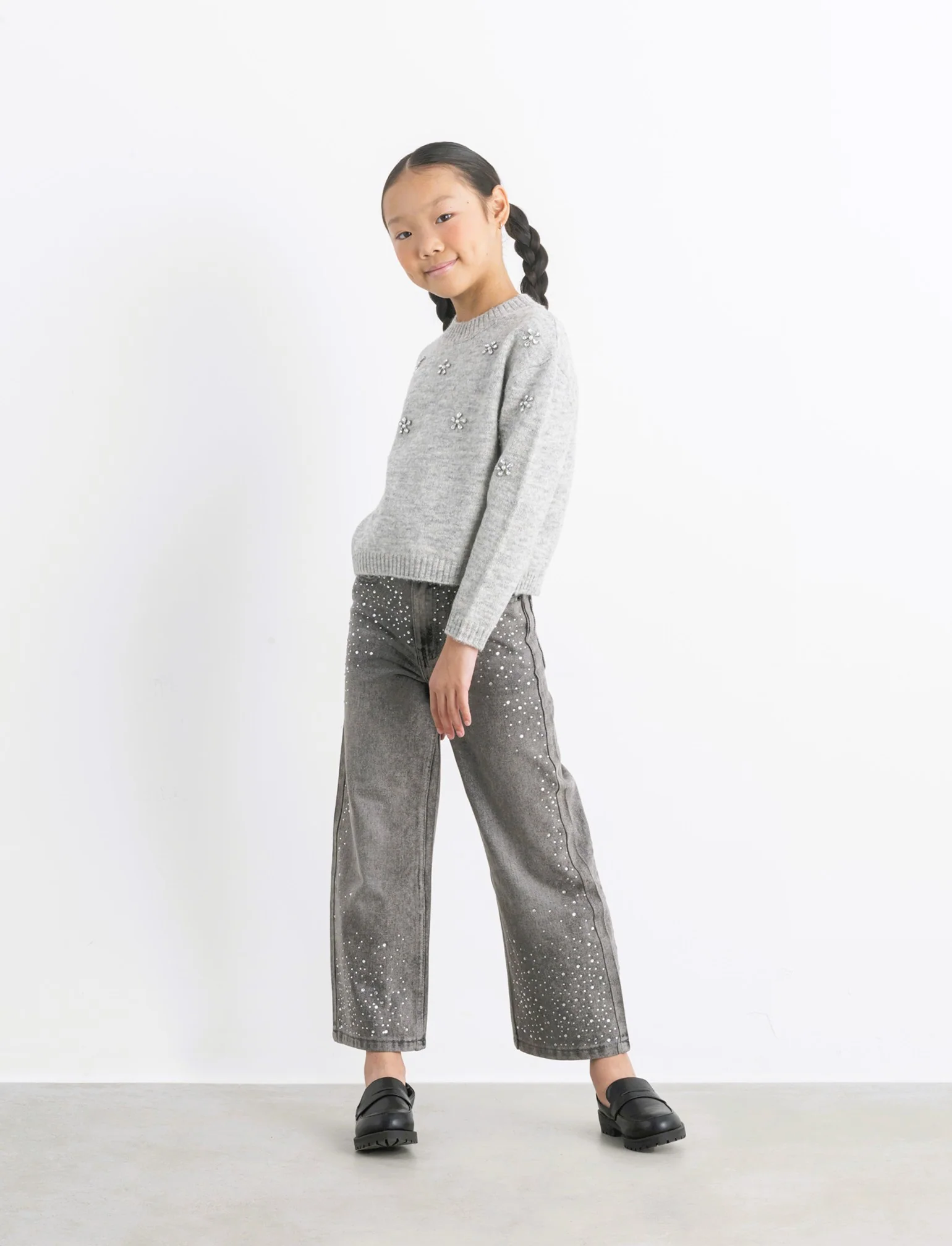 Maglia con pietre - Grigio melange - Image 2