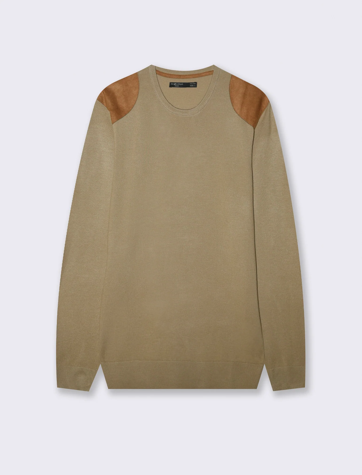 MAGLIA CON TOPPE EFFETTO SUEDE - Beige - Image 2