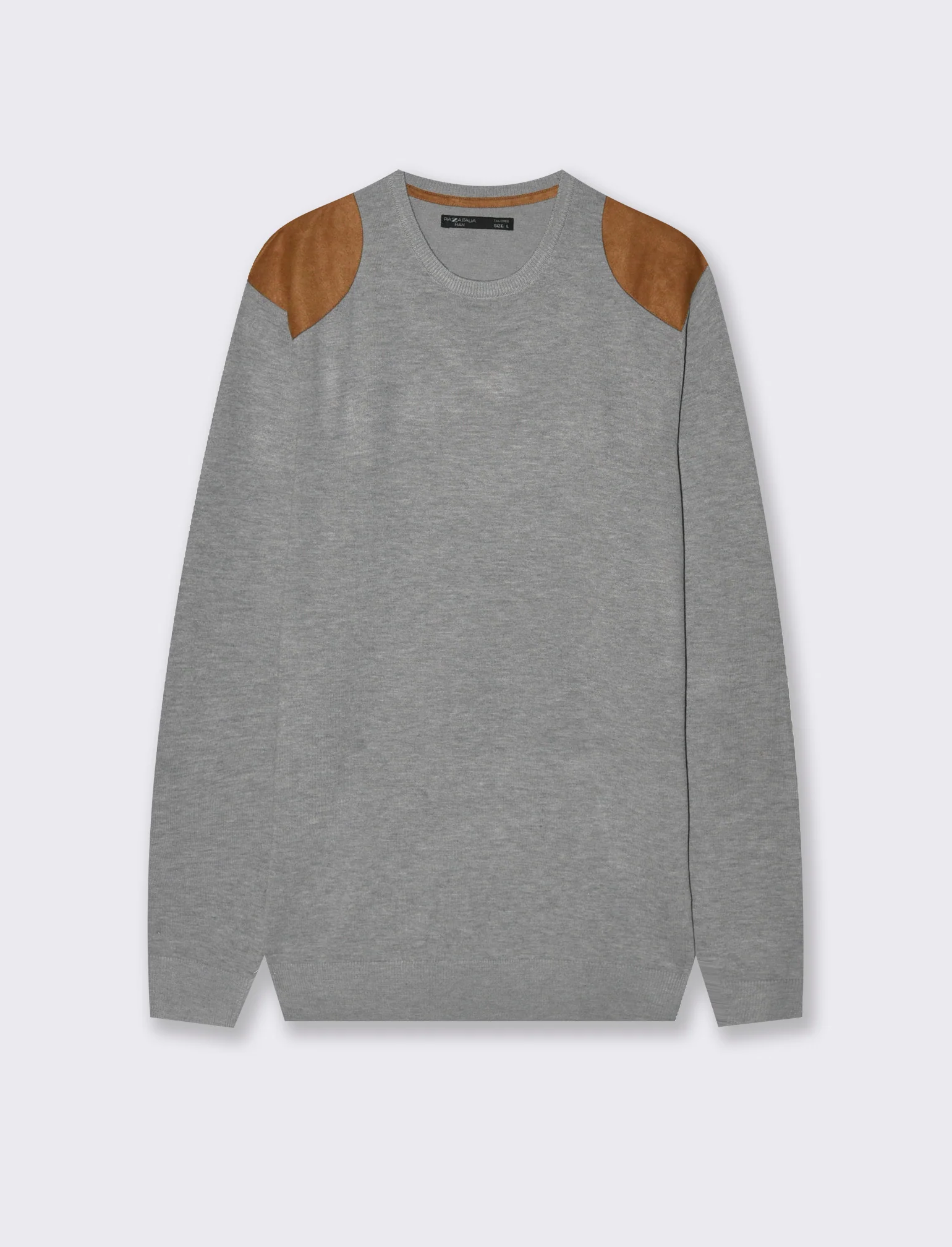 MAGLIA CON TOPPE EFFETTO SUEDE - Grigio mel. - Image 2