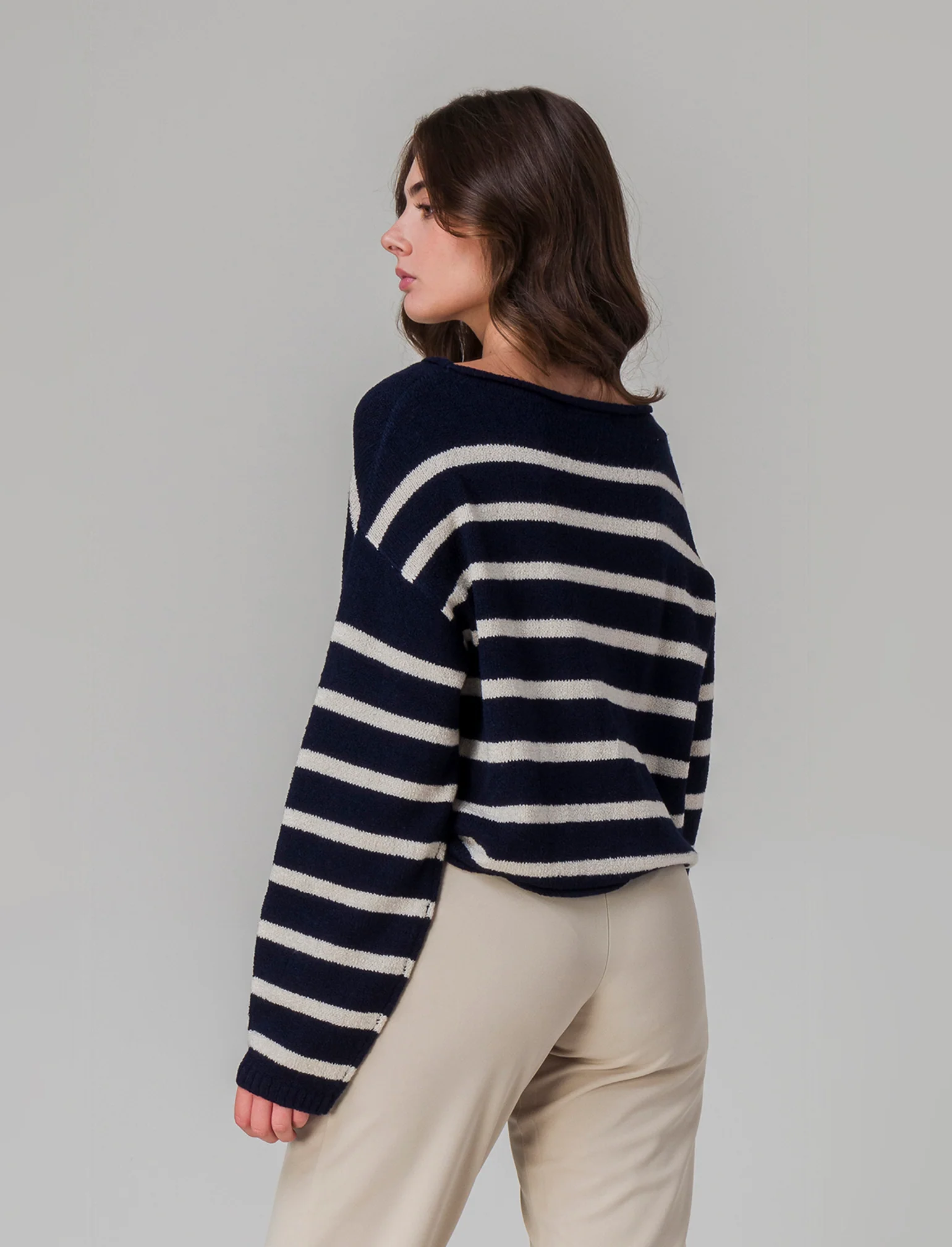 Maglia giro collo a strisce da donna - var 2 - Image 2