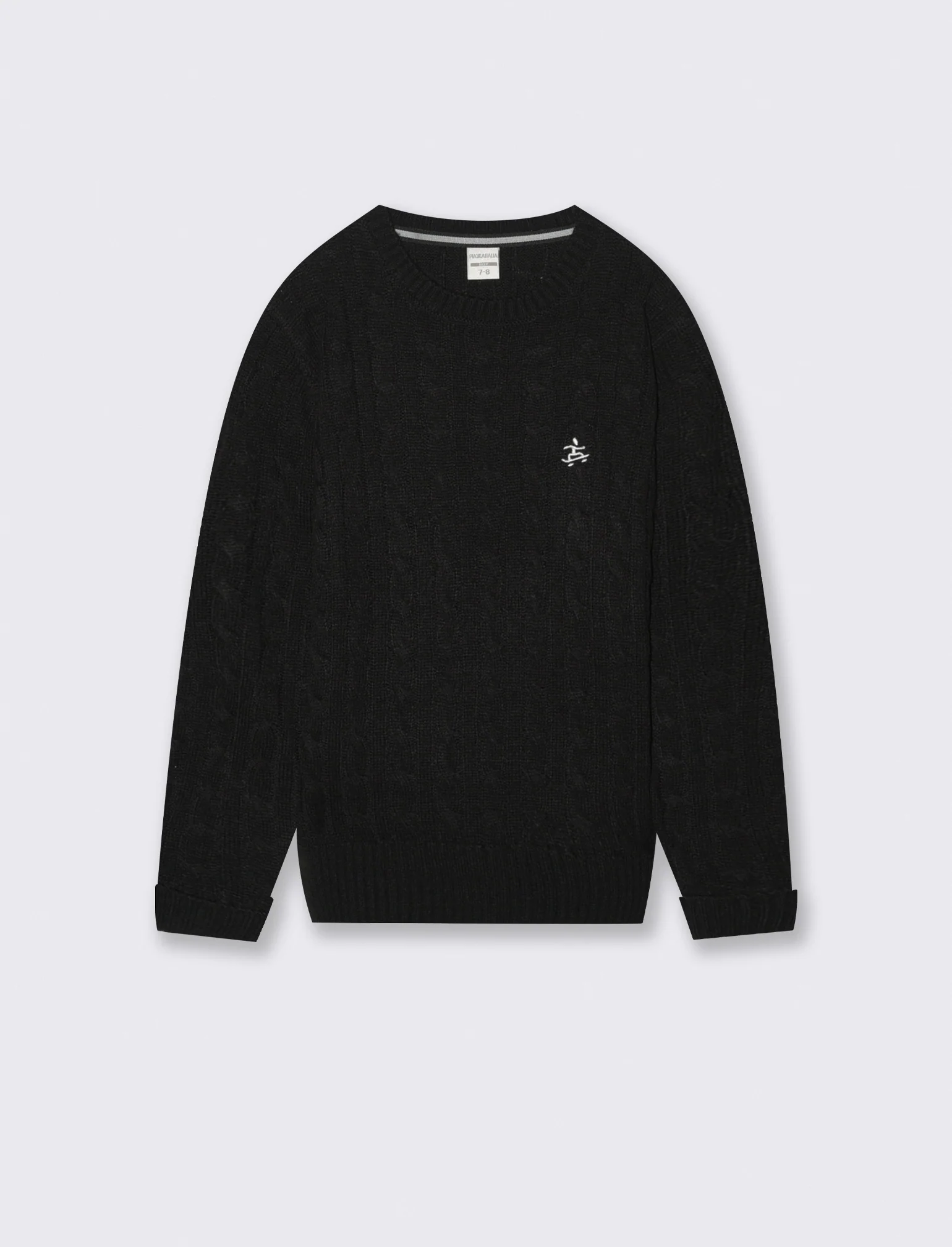 Maglia girocollo a traccia. - Nero