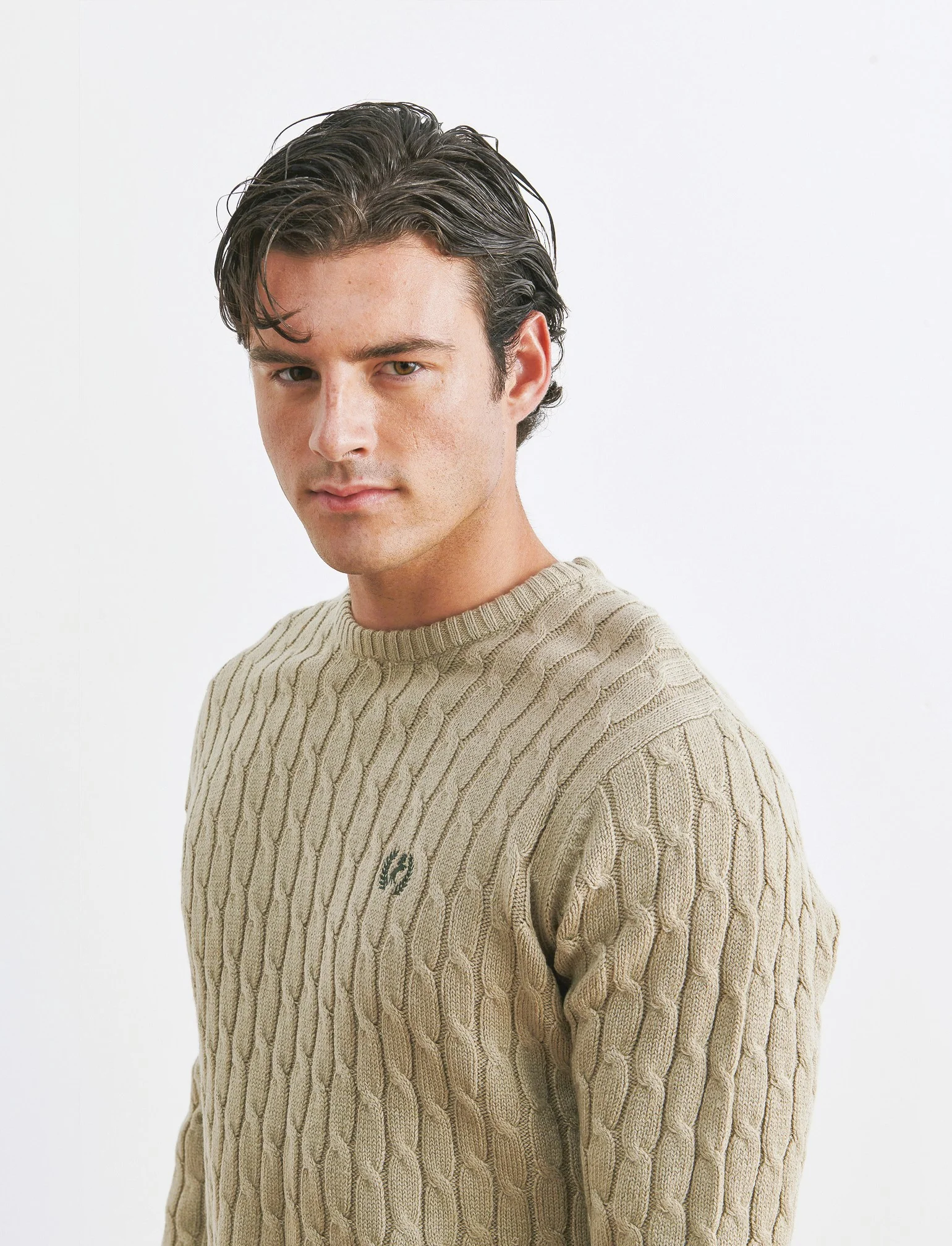 MAGLIA GIROCOLLO A TRECCE: - Beige - Image 4