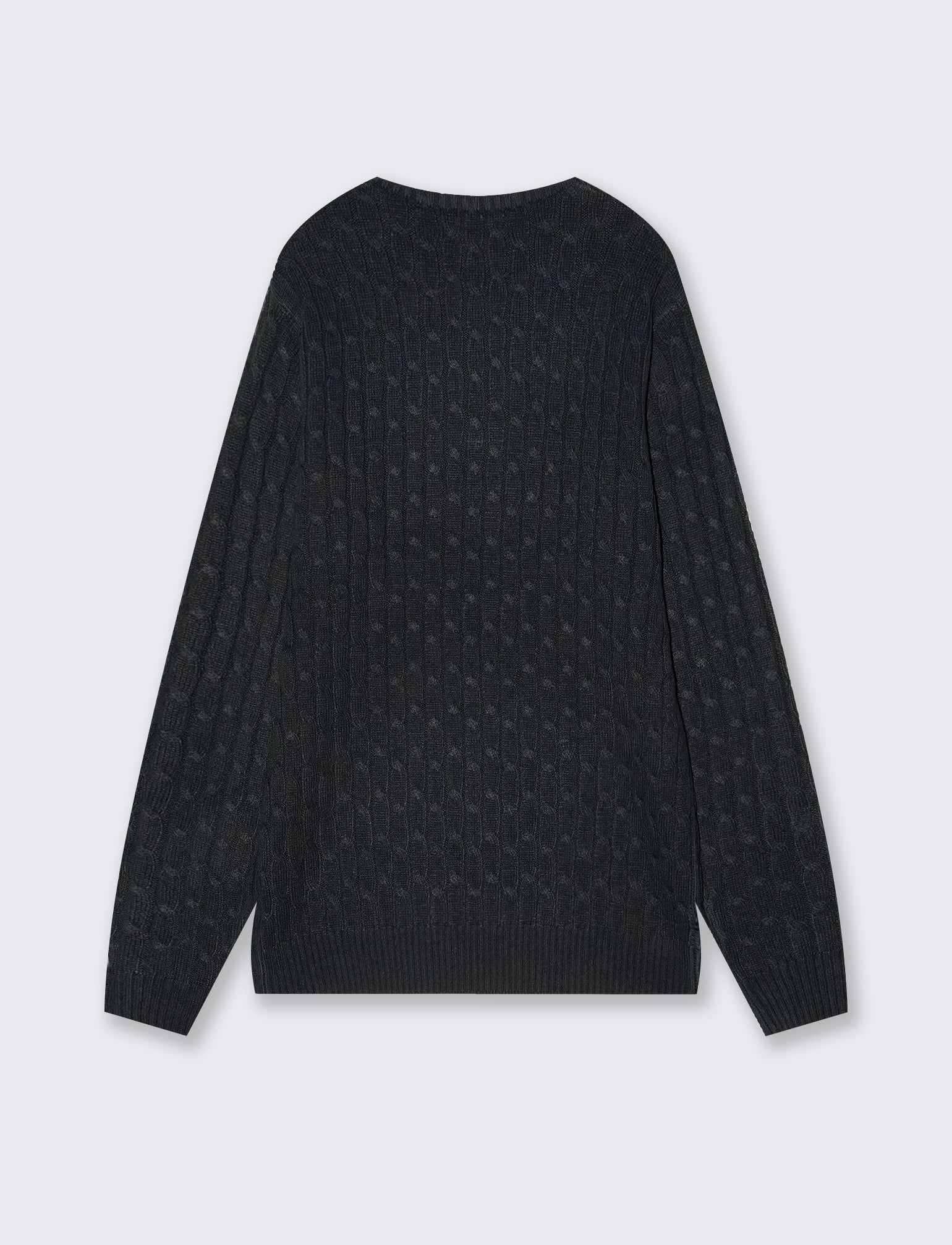 Maglia girocollo a trecce con ricamo - Blu - Image 2