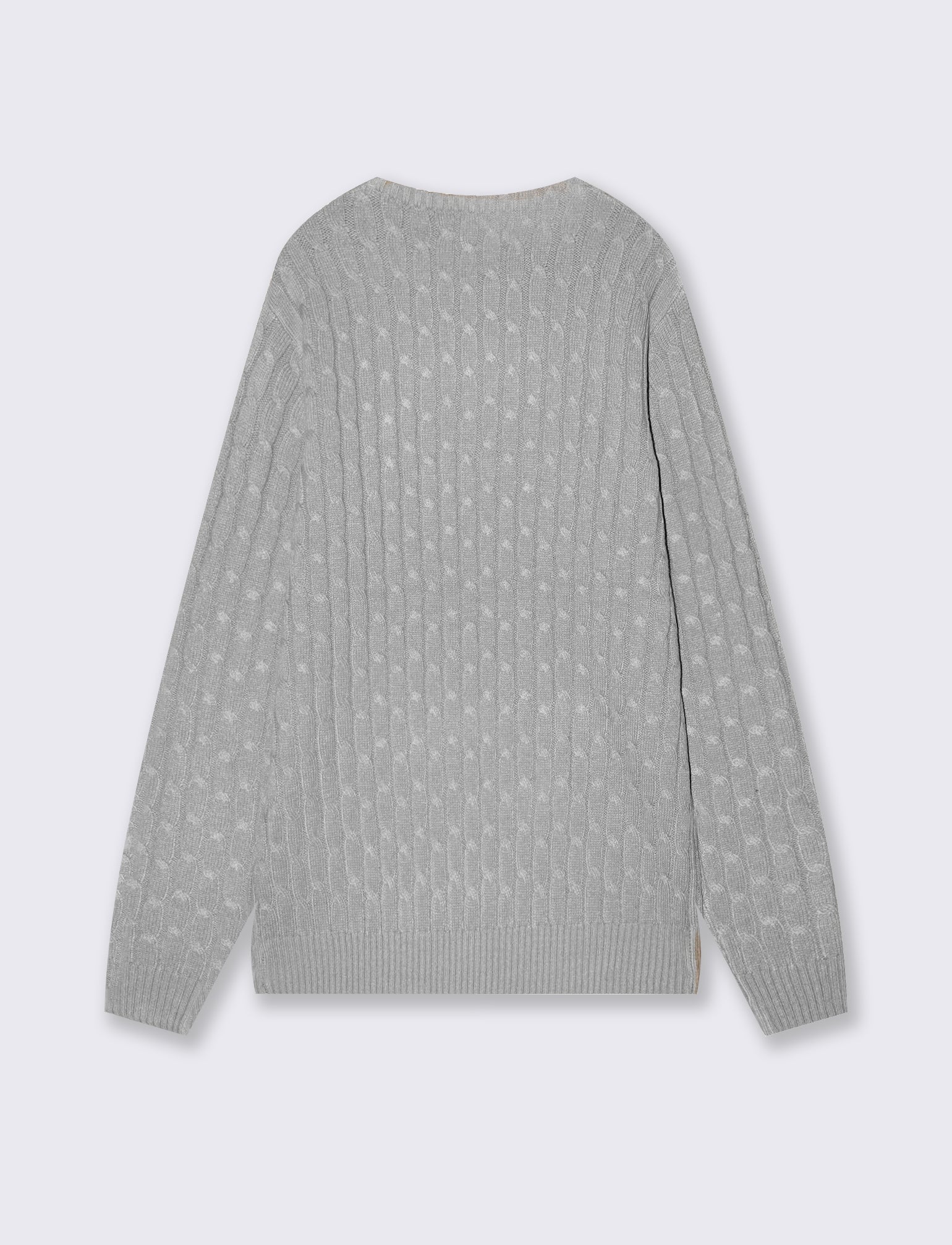 Maglia girocollo a trecce con ricamo - Grigio mel. - Image 2