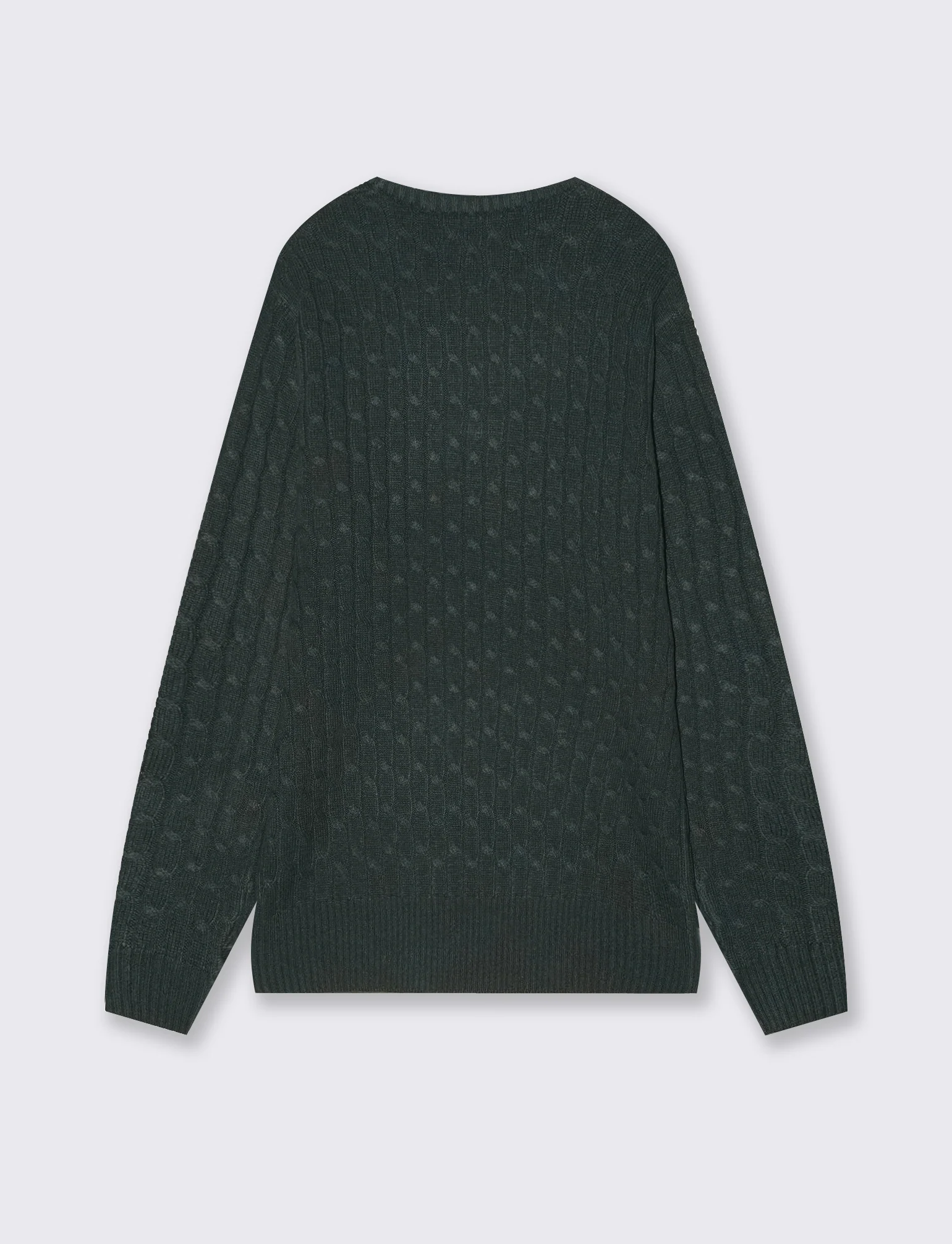 Maglia girocollo a trecce con ricamo - Verde scuro - Image 2