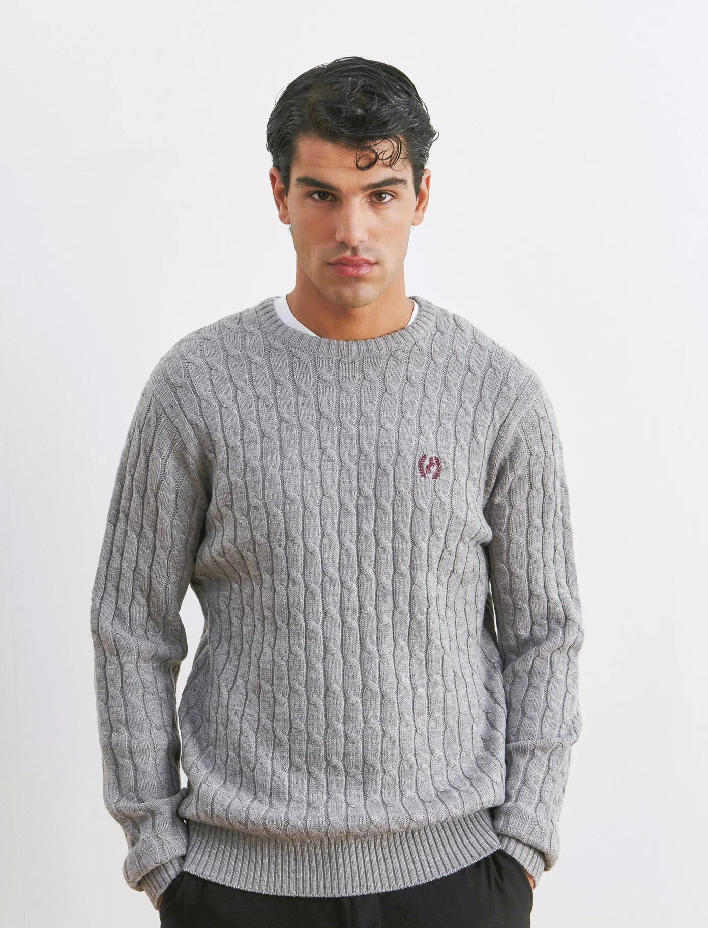 MAGLIA GIROCOLLO A TRECCE: - Grigio mel. - Image 4