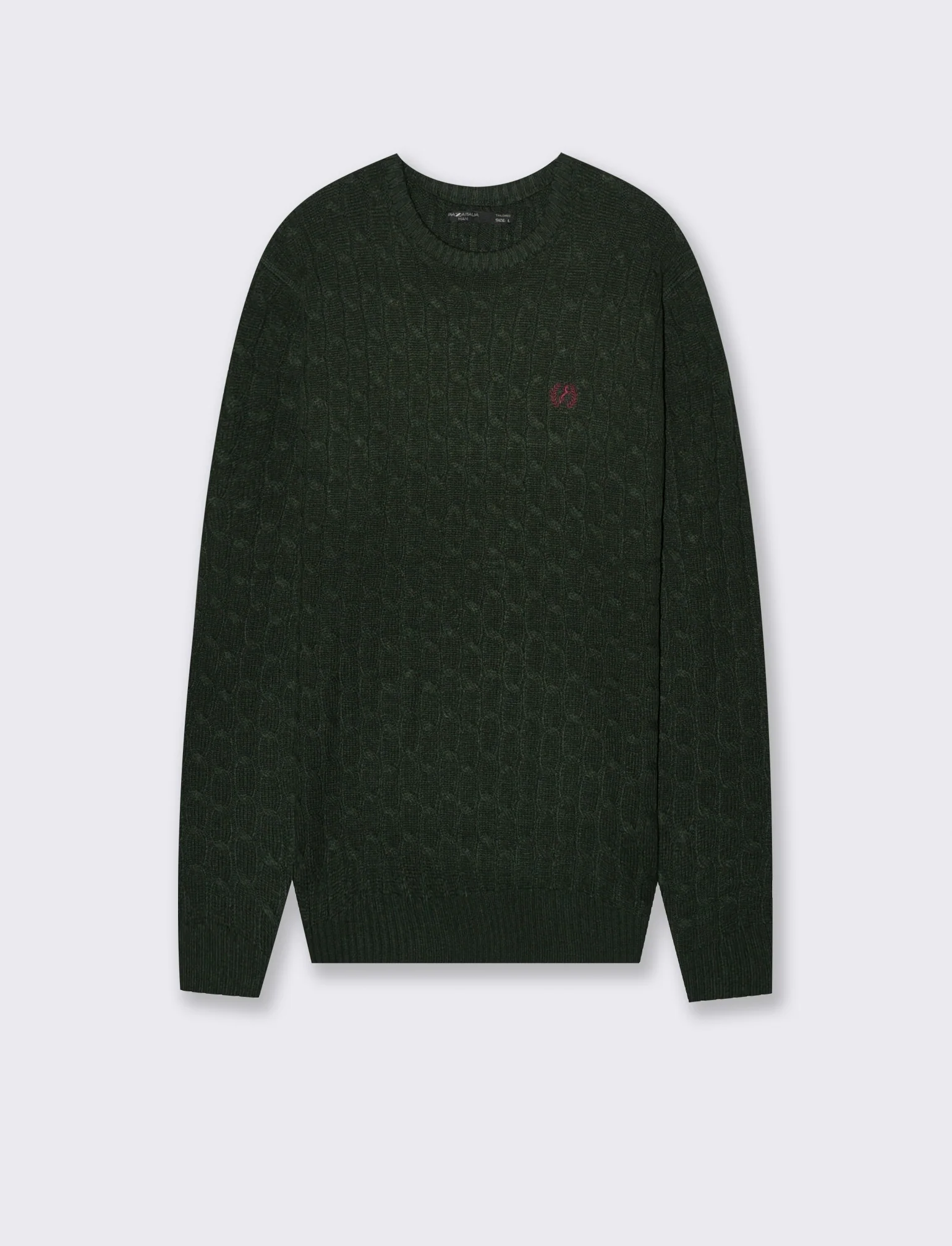 MAGLIA GIROCOLLO A TRECCE: - Verde scuro