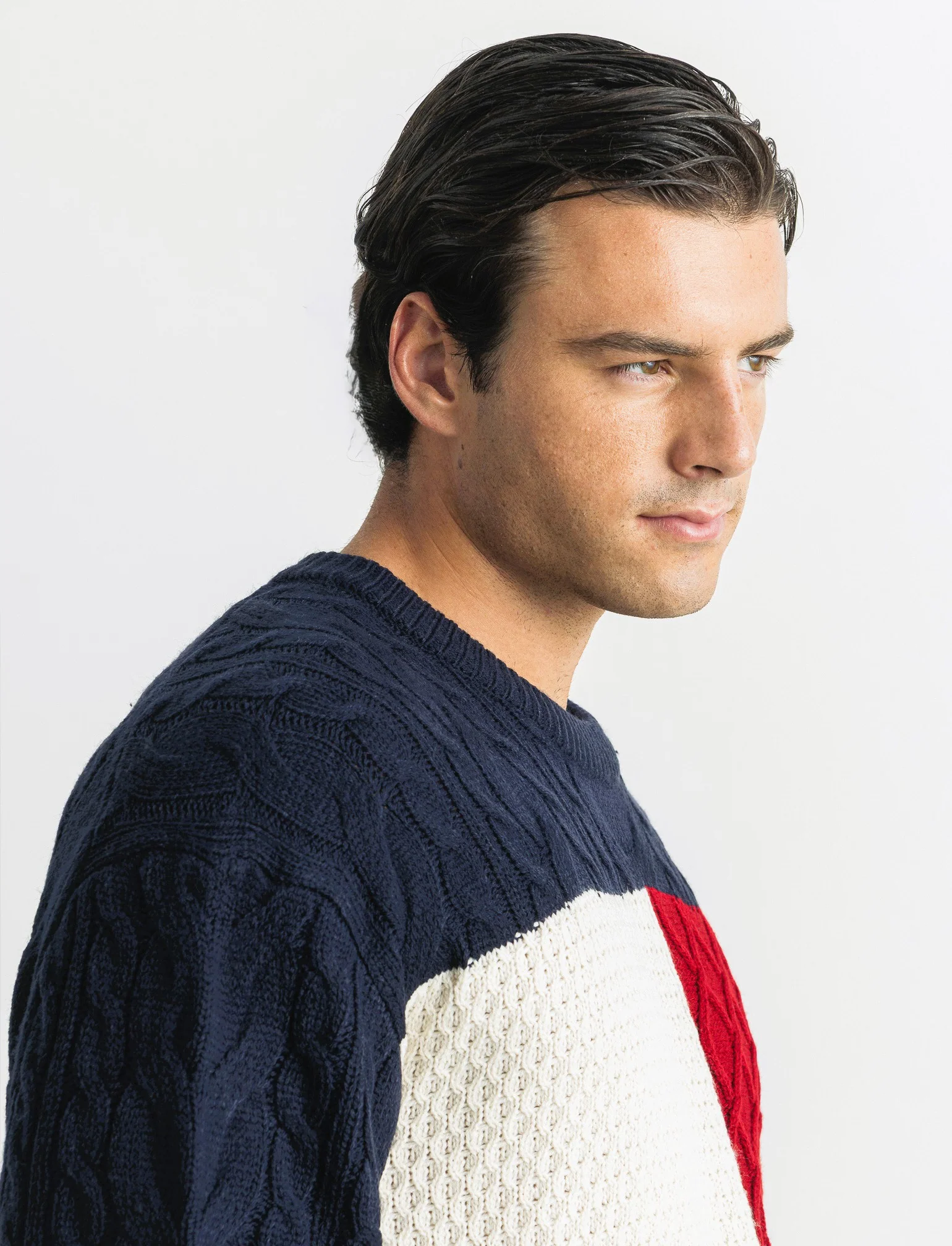 MAGLIA GIROCOLLO AD INTARSIO - Blu - Image 4