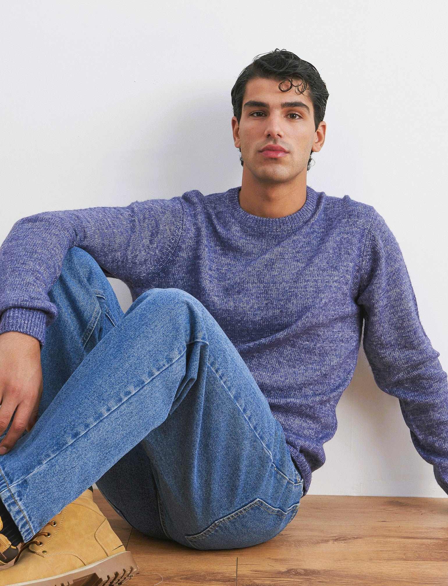 MAGLIA GIROCOLLO EFFETTO LANA - Bluette