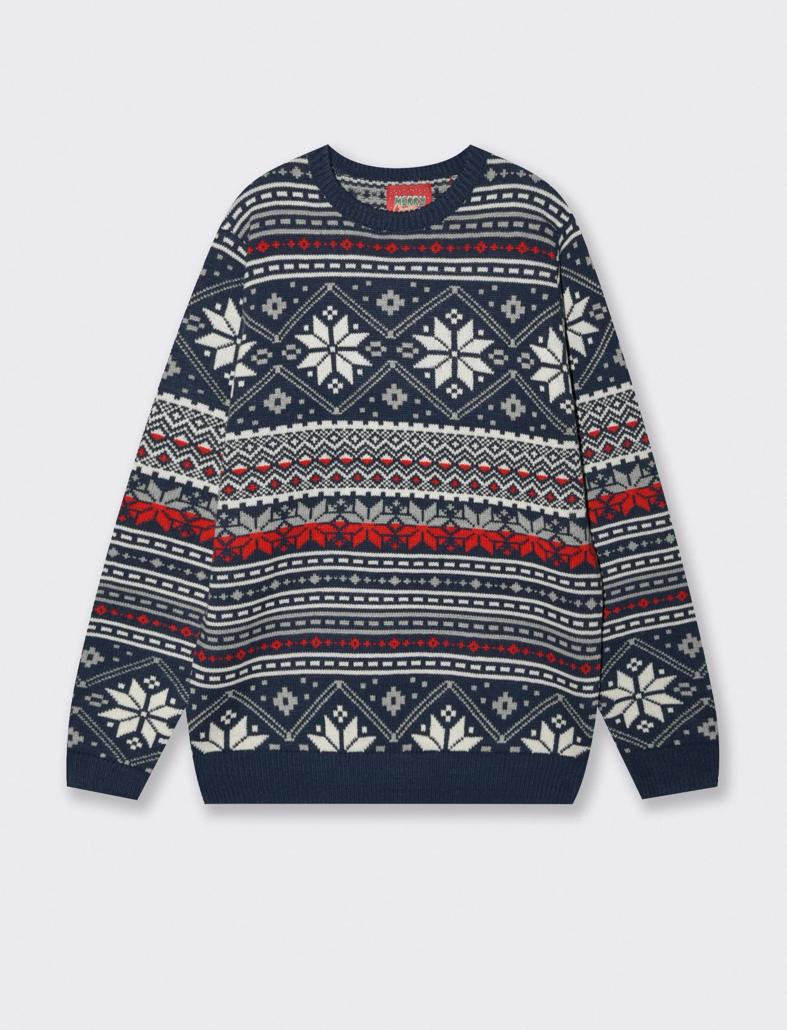 MAGLIA GIROCOLLO FANTASIA JACQUARD - Blu