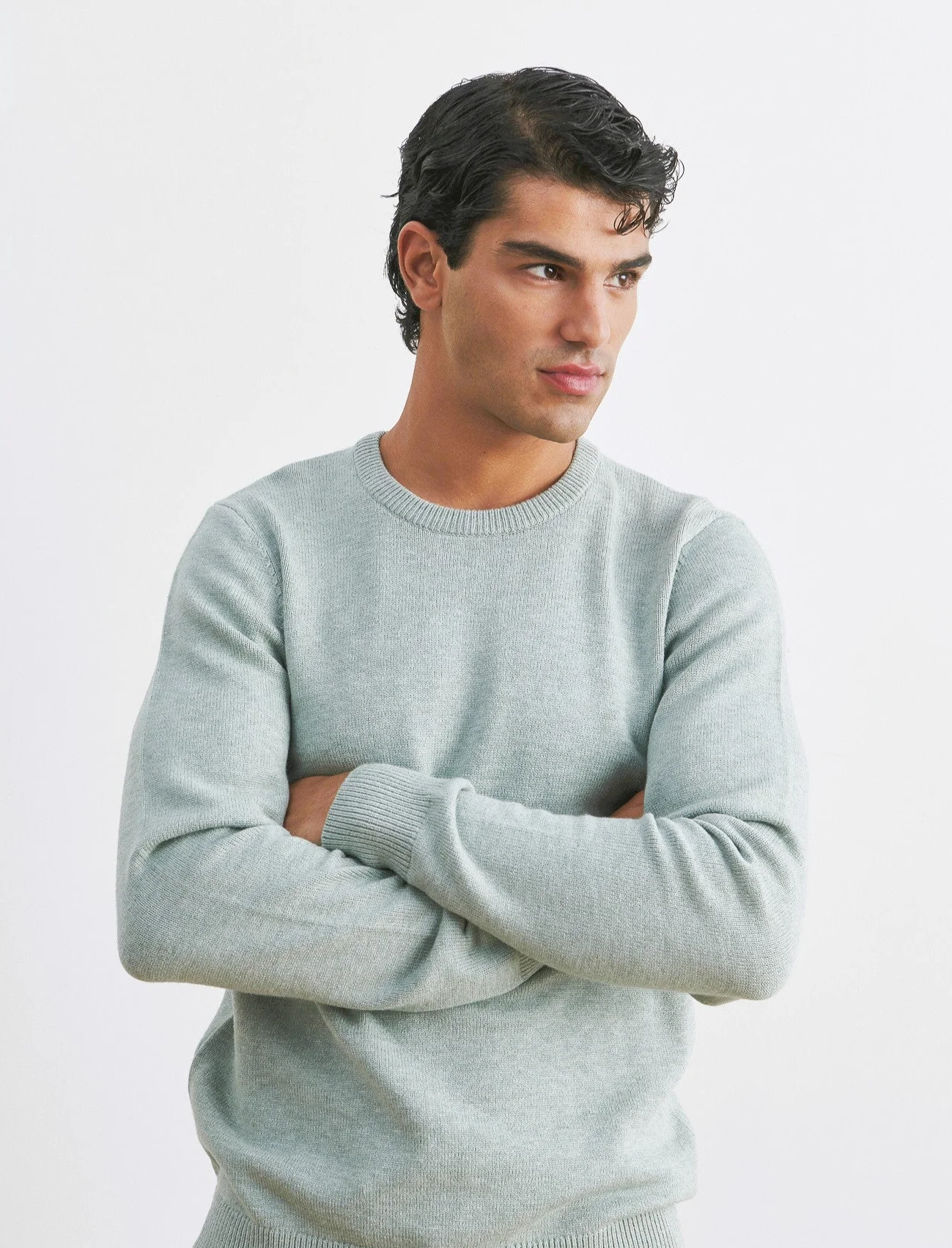 MAGLIA GIROCOLLO FILATO PREMIUM - Verde melange - Image 3