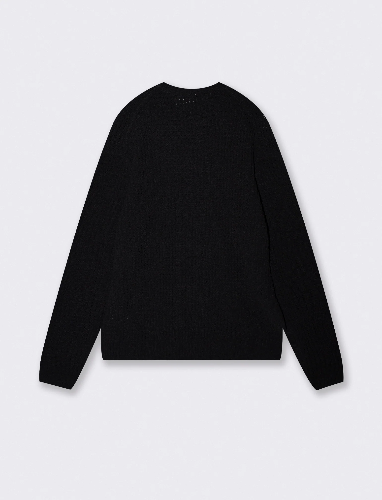 Maglia girocollo jacquard in ciniglia - Nero - Image 2