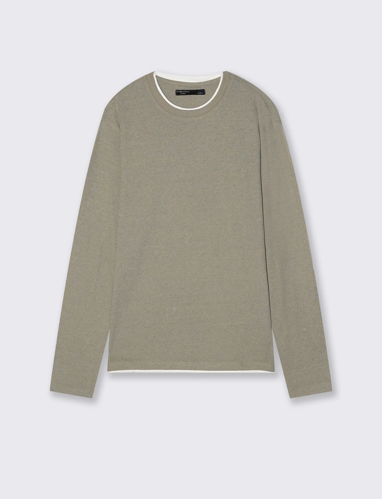 Maglia girocollo jacquard in misto cotone - Grigio stone