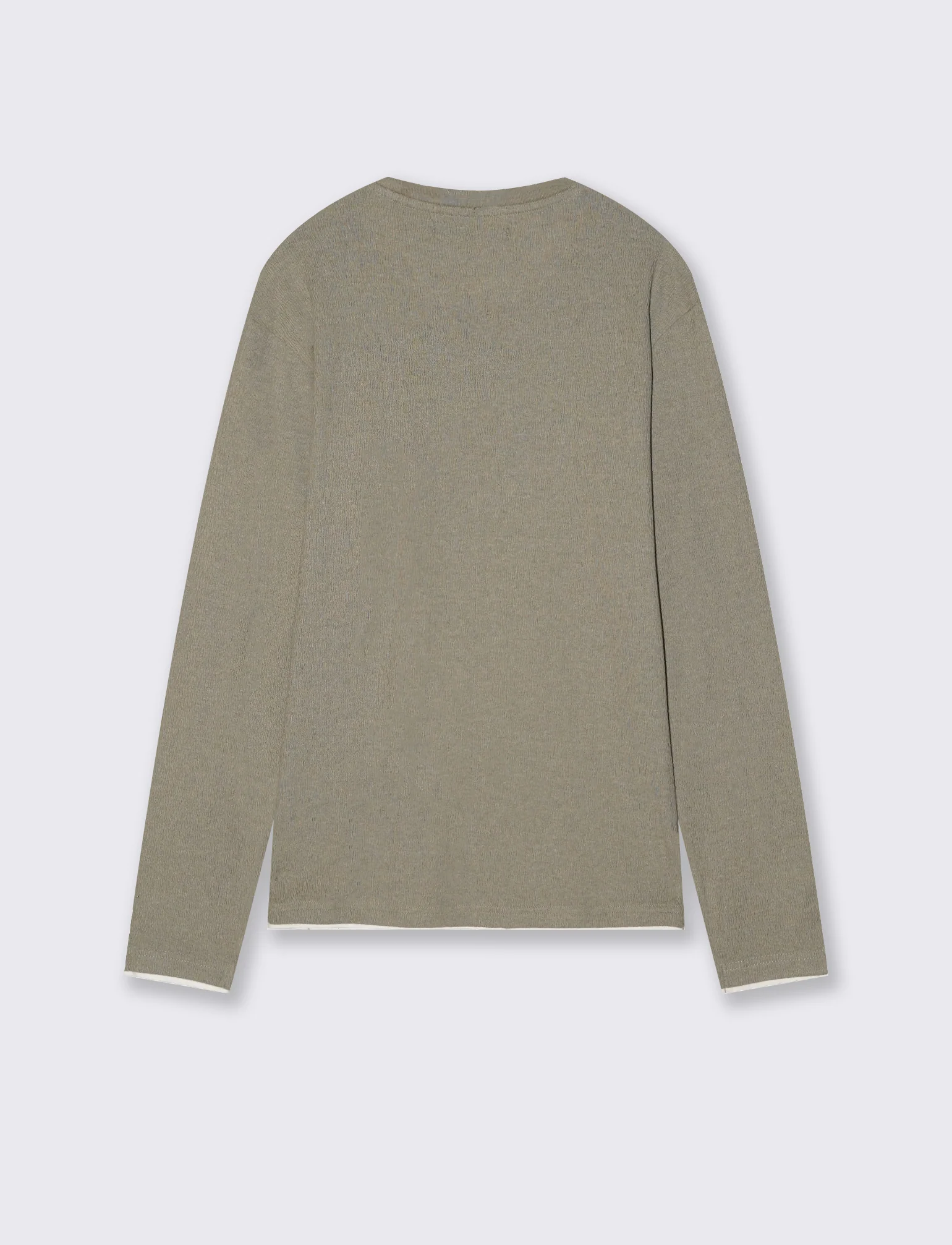 Maglia girocollo jacquard in misto cotone - Grigio stone - Image 2