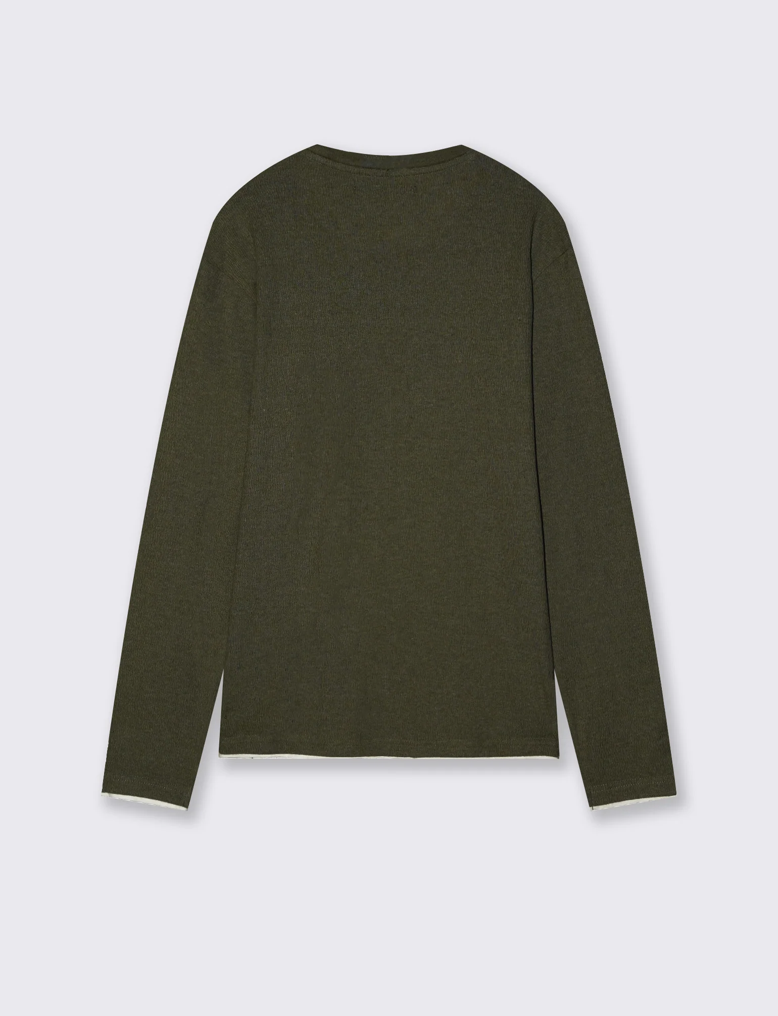 Maglia girocollo jacquard in misto cotone - Verde militare - Image 2