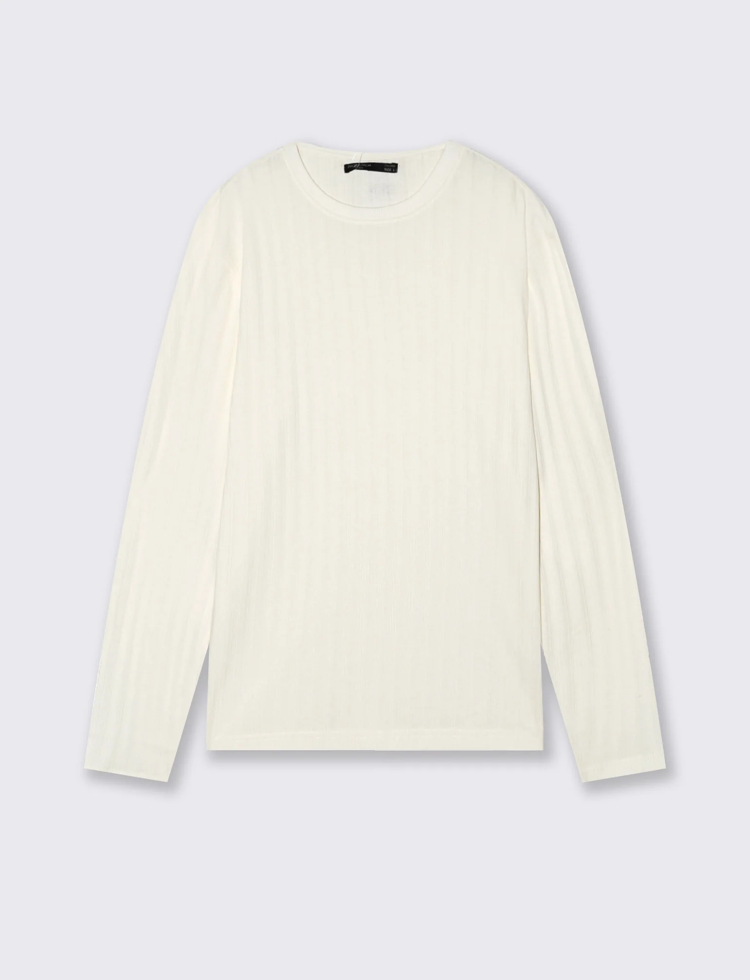 Maglia girocollo jacquard maniche lunghe - Beige ecru