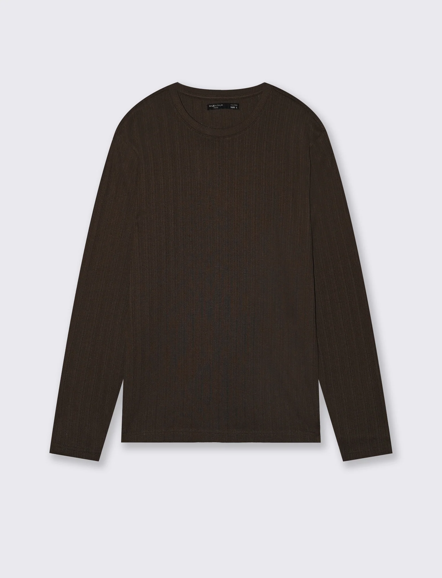 Maglia girocollo jacquard maniche lunghe - Moro - Image 4
