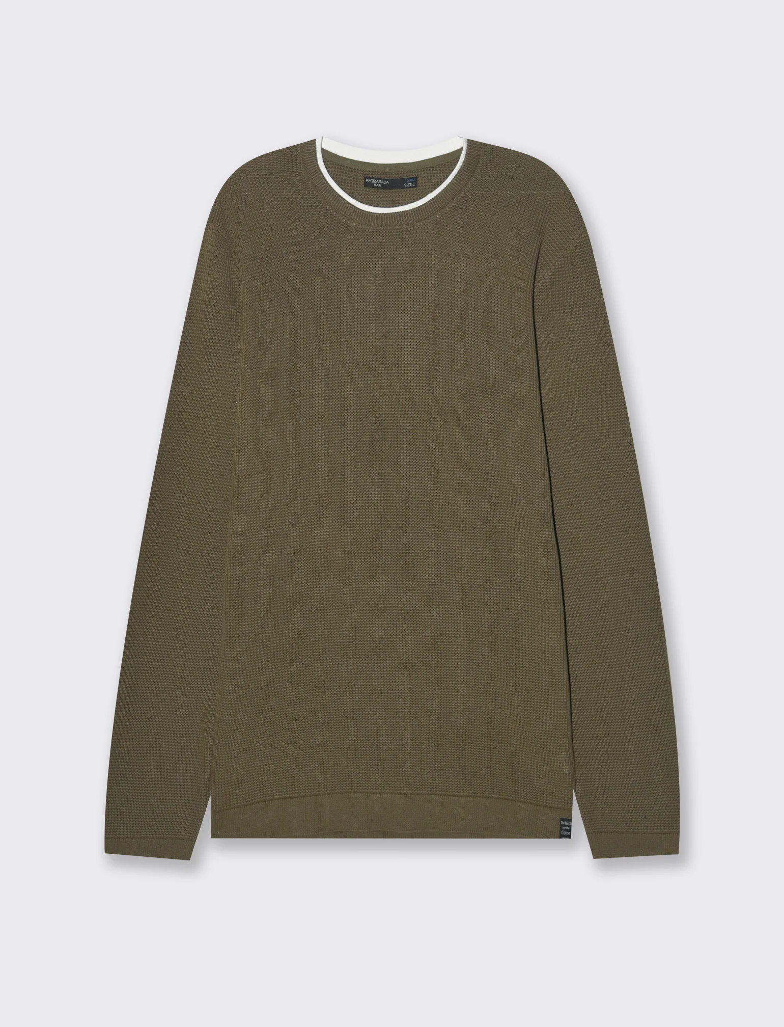 Maglia girocollo lavorazione ad intarsio da uomo - Verde kaki