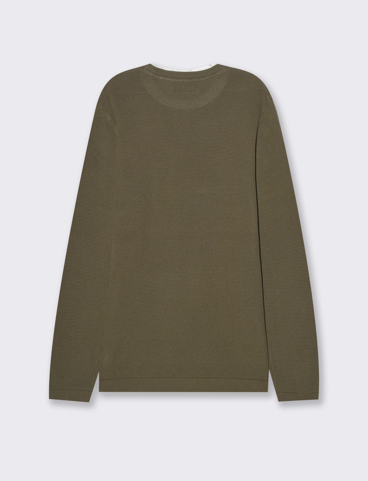 Maglia girocollo lavorazione ad intarsio da uomo - Verde kaki - Image 2