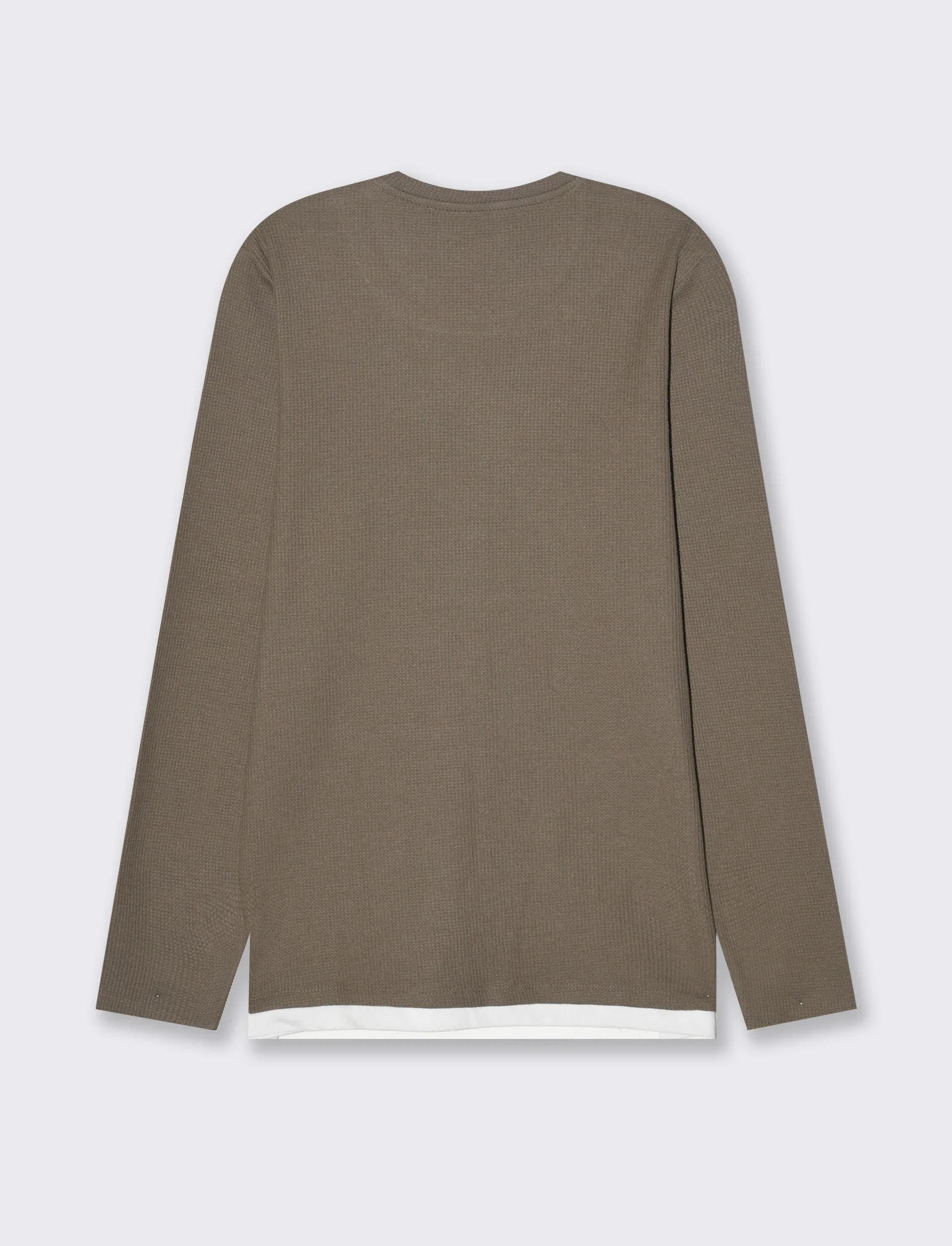 Maglia girocollo struttura waffel da uomo - Grigio fango - Image 2