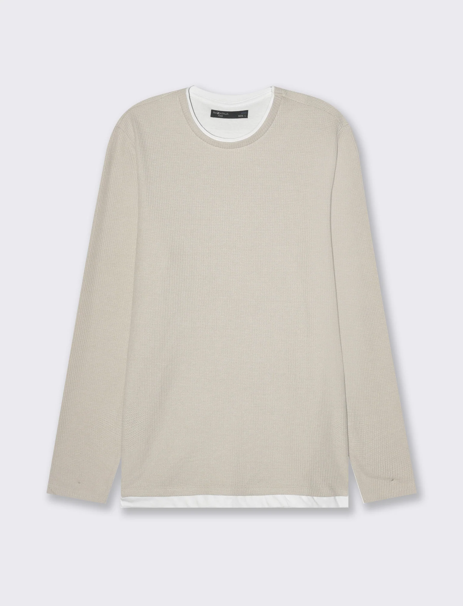 Maglia girocollo struttura waffel da uomo - Grigio ghiaccio