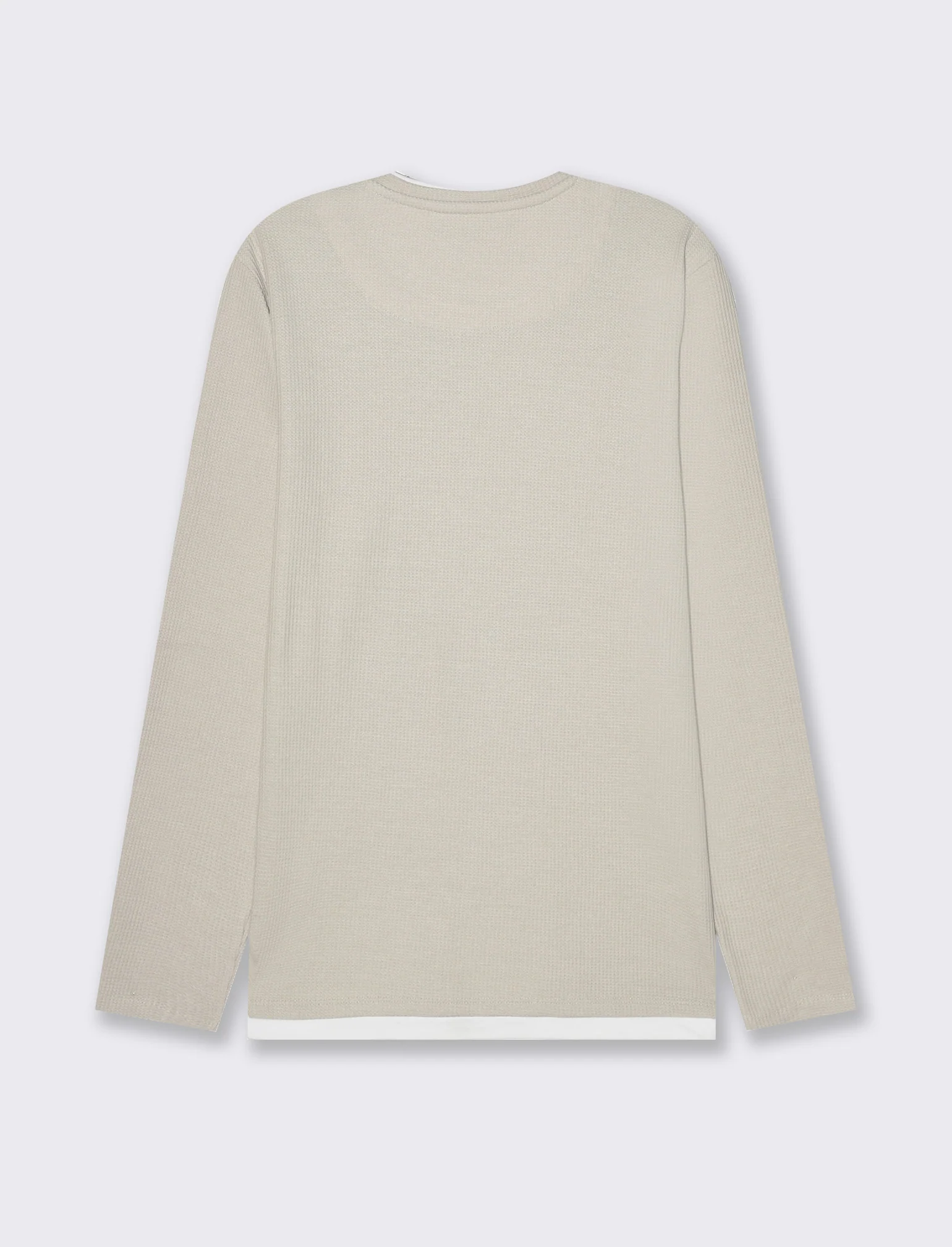 Maglia girocollo struttura waffel da uomo - Grigio ghiaccio - Image 2