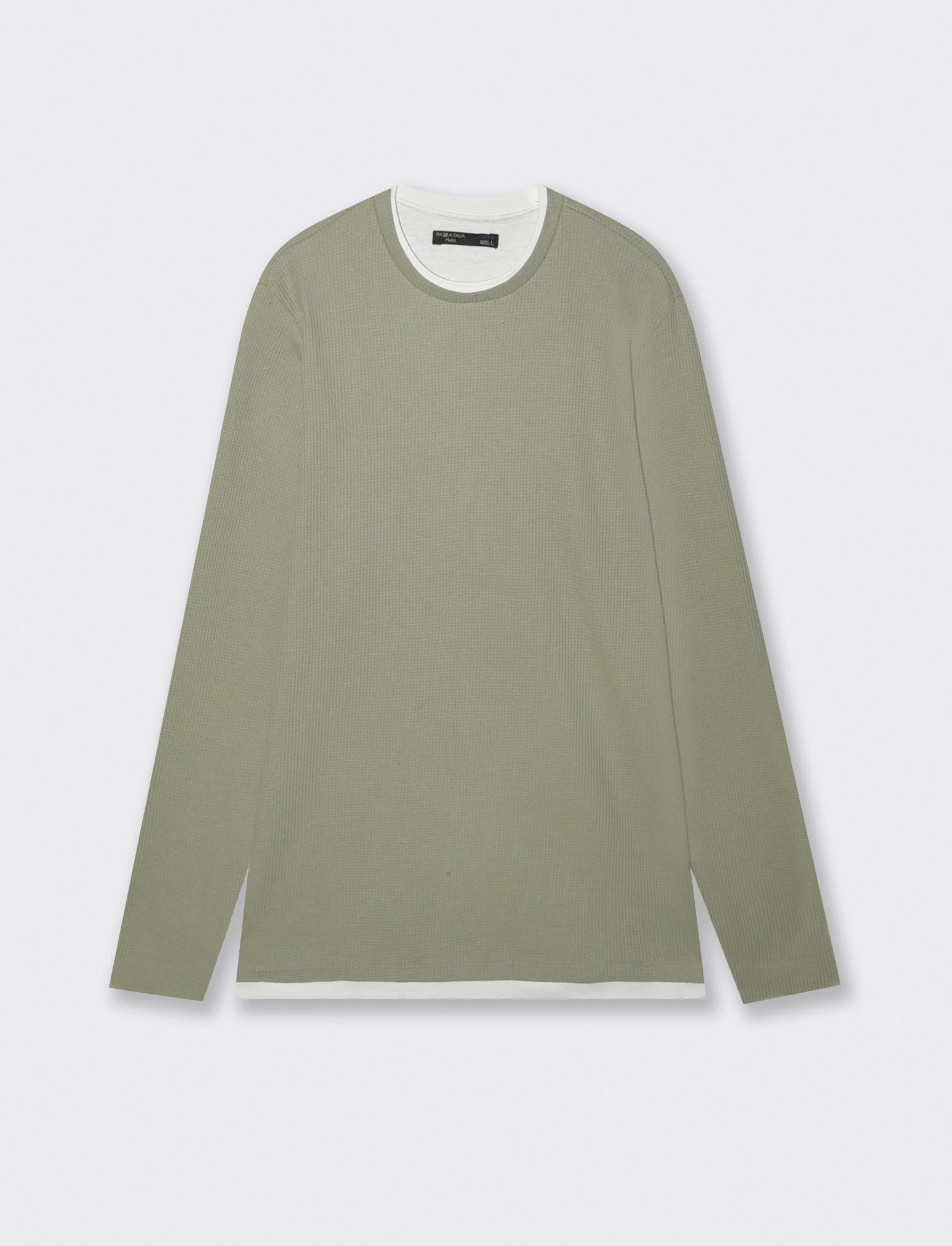 MAGLIA GIROCOLLO STRUTTURA WAFFEL - Verde salvia