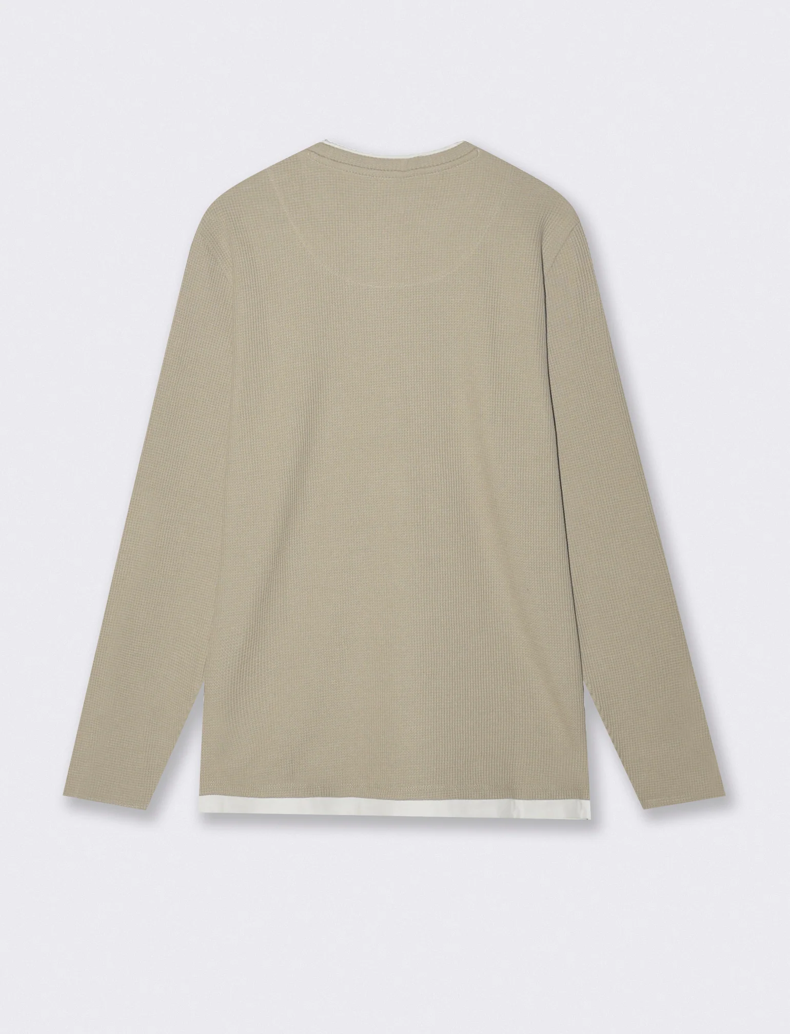 Maglia girocollo waffel in misto cotone - Grigio stone - Image 2
