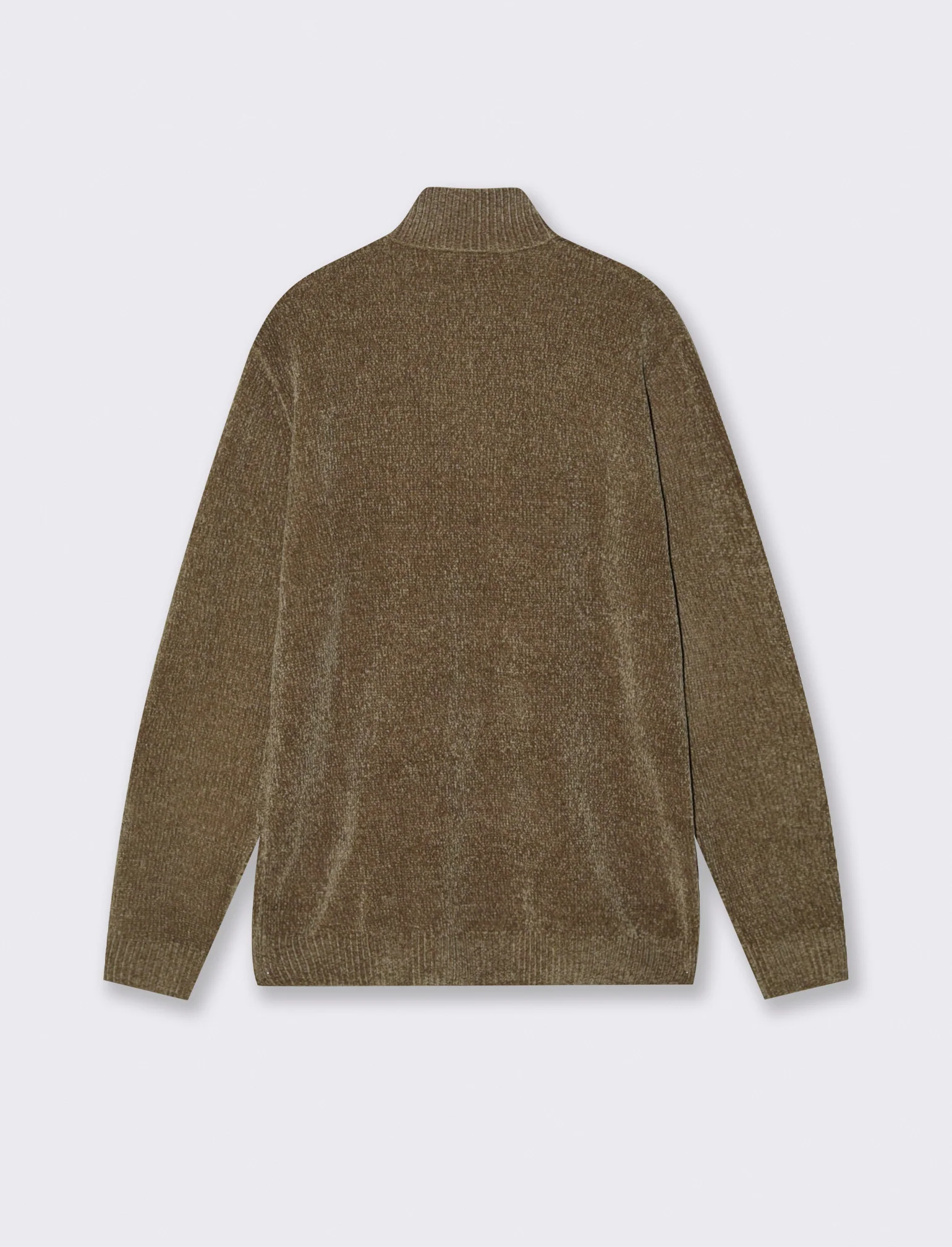 MAGLIA IN CINIGLIA COLLO ALTO CON CERNIERA. - Verde oliva - Image 2