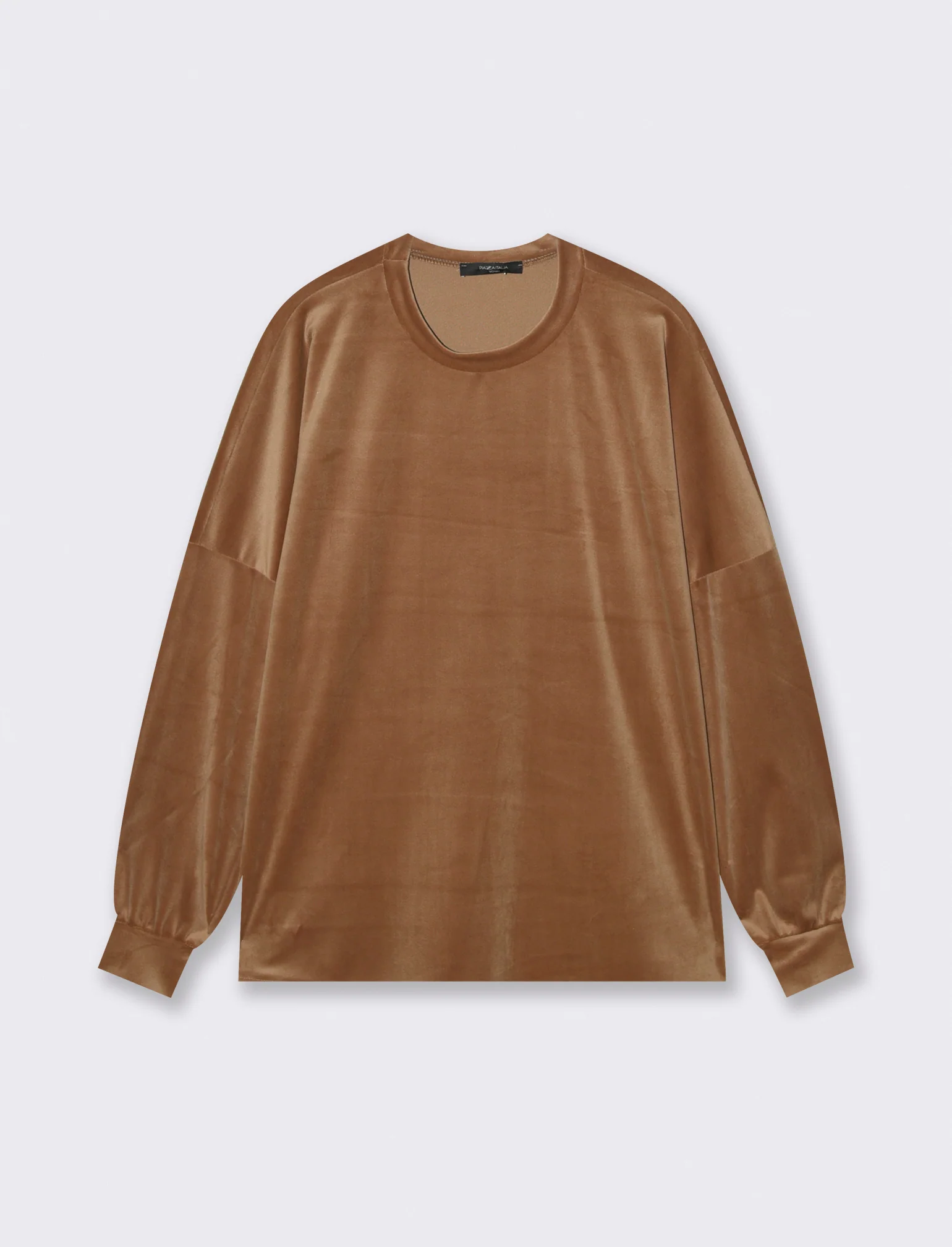 Maglia in ciniglia girocollo - Cammello