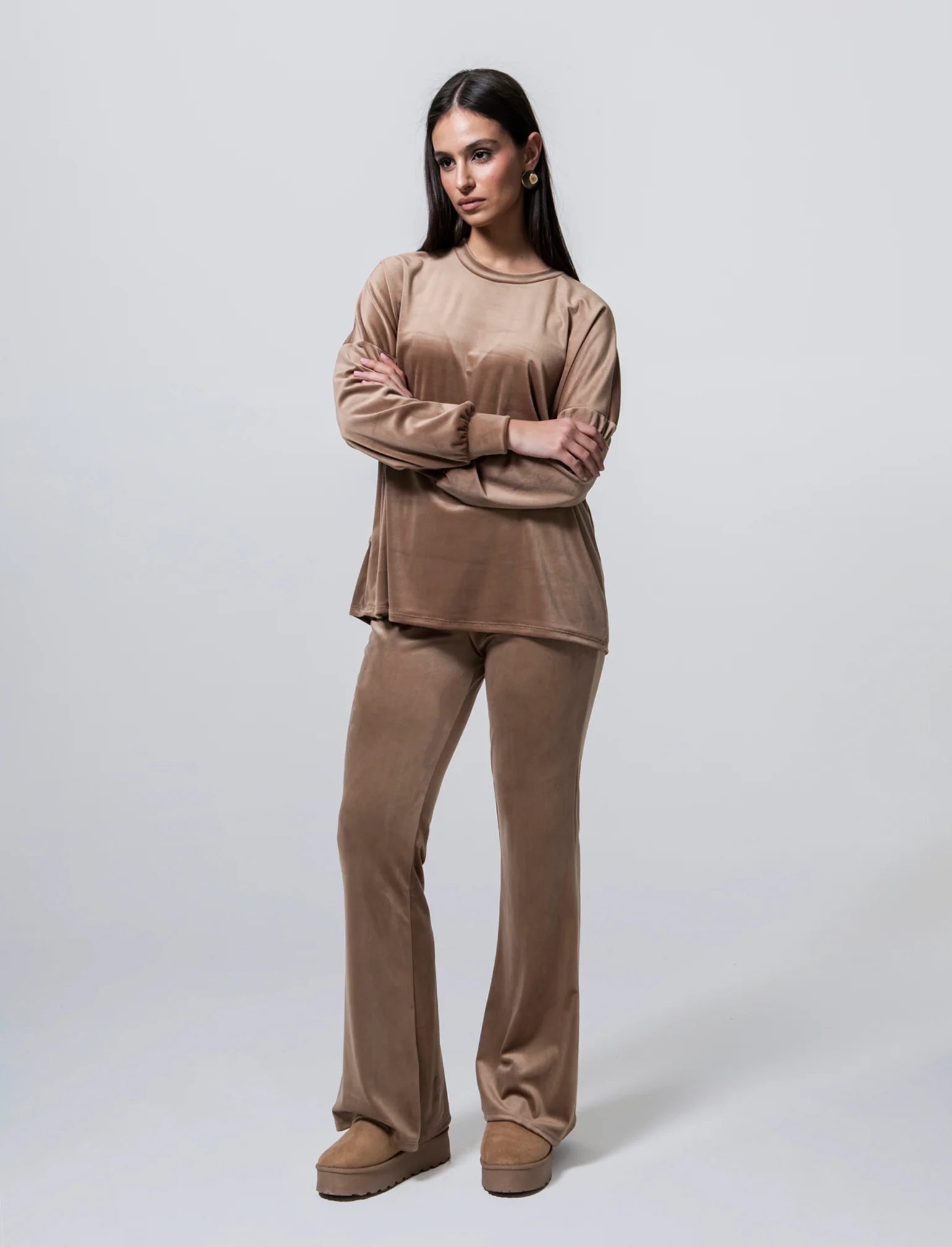 Maglia in ciniglia girocollo - Cammello - Image 4