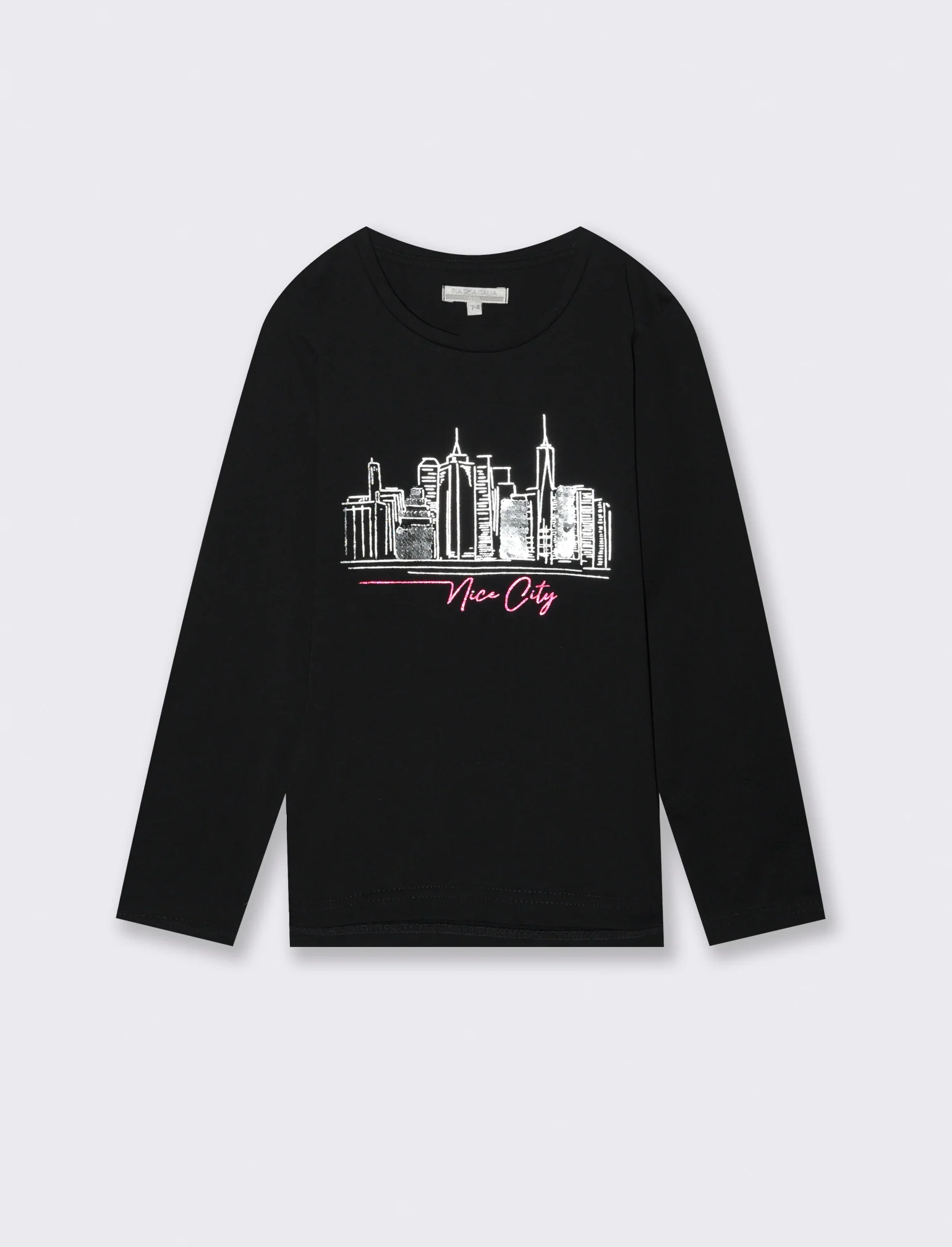 Maglia in cotone manica lunga. - Nero - Image 2