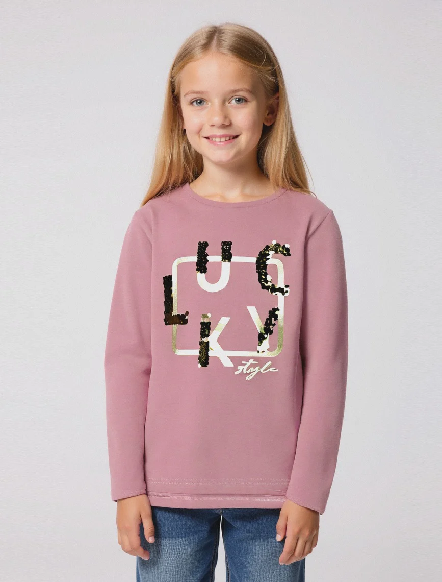 Maglia in cotone manica lunga. - Rosa