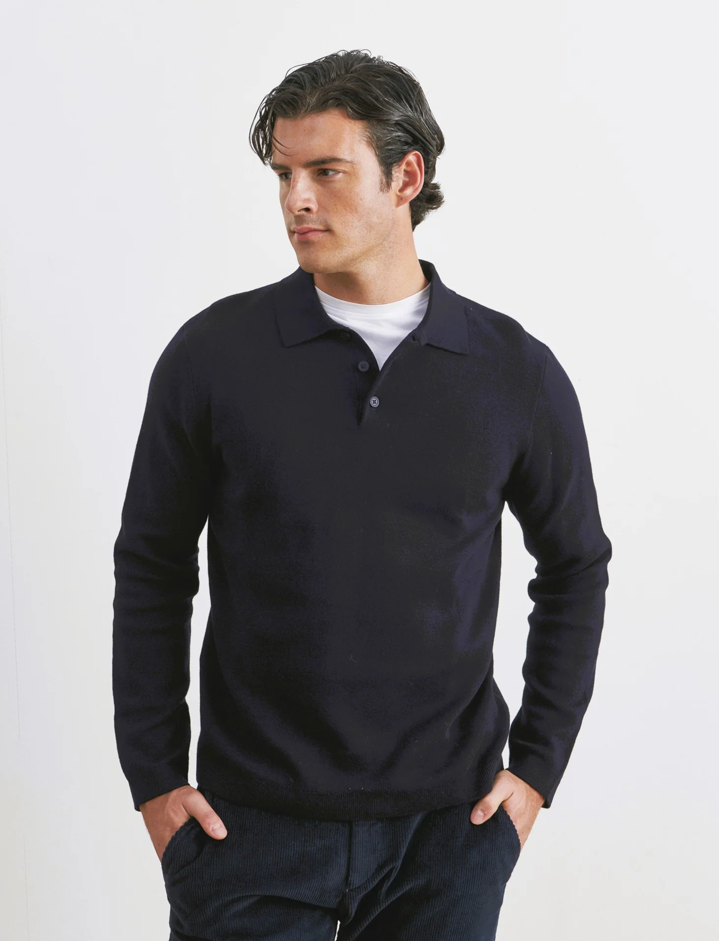 MAGLIA IN COTONE MODELLO POLO - Blu