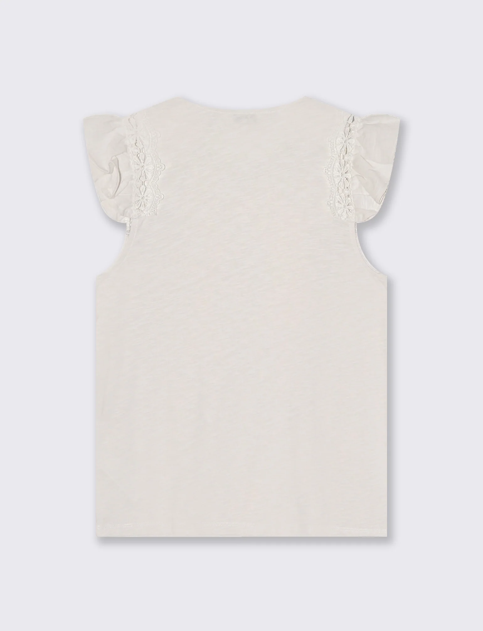Maglia in pizzo con maniche ad aletta - Avorio - Image 2