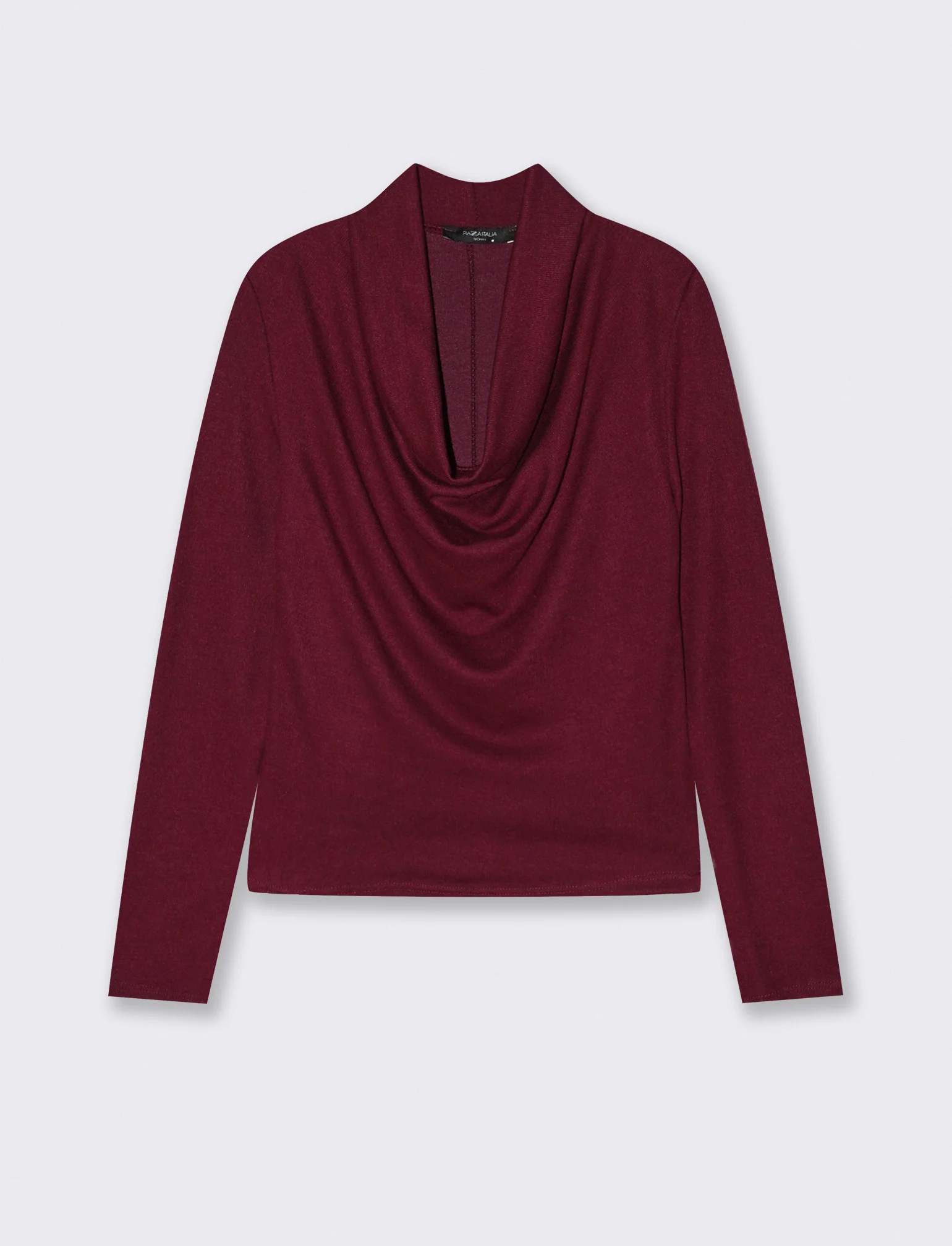 Maglia in tessuto morbido con scollo drappeggiato - Bordeaux