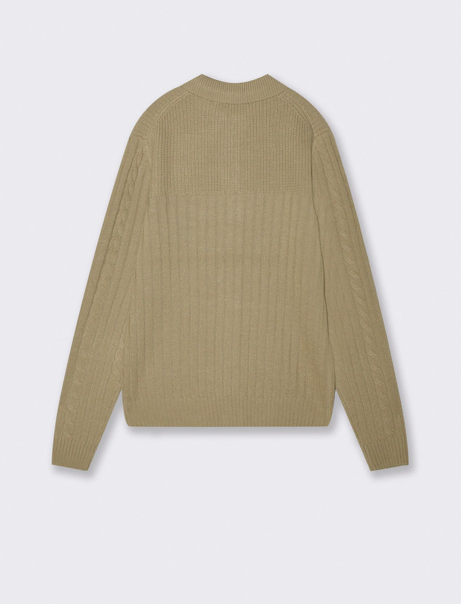 MAGLIA JACQUARD A TRECCE MODELLO POLO CARDIGAN - Beige - Image 2
