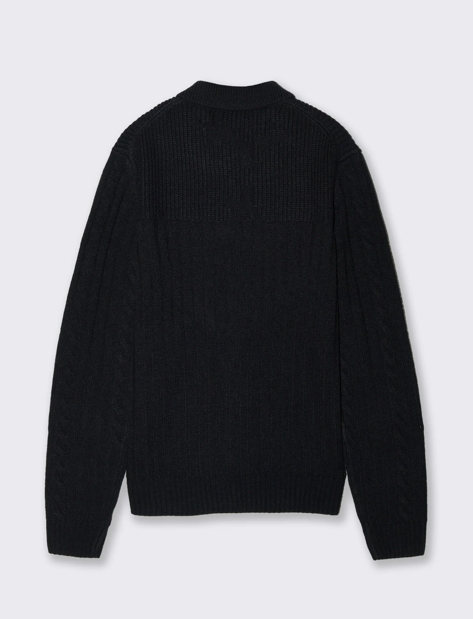 MAGLIA JACQUARD A TRECCE MODELLO POLO CARDIGAN - Blu - Image 2