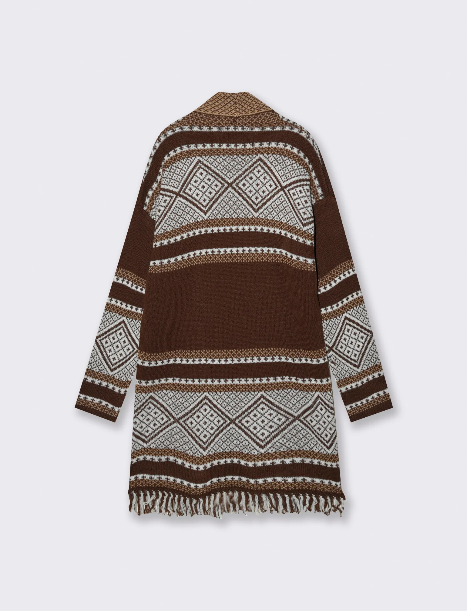 Maglia lunga jacquard modello spolverino - Moro - Image 2