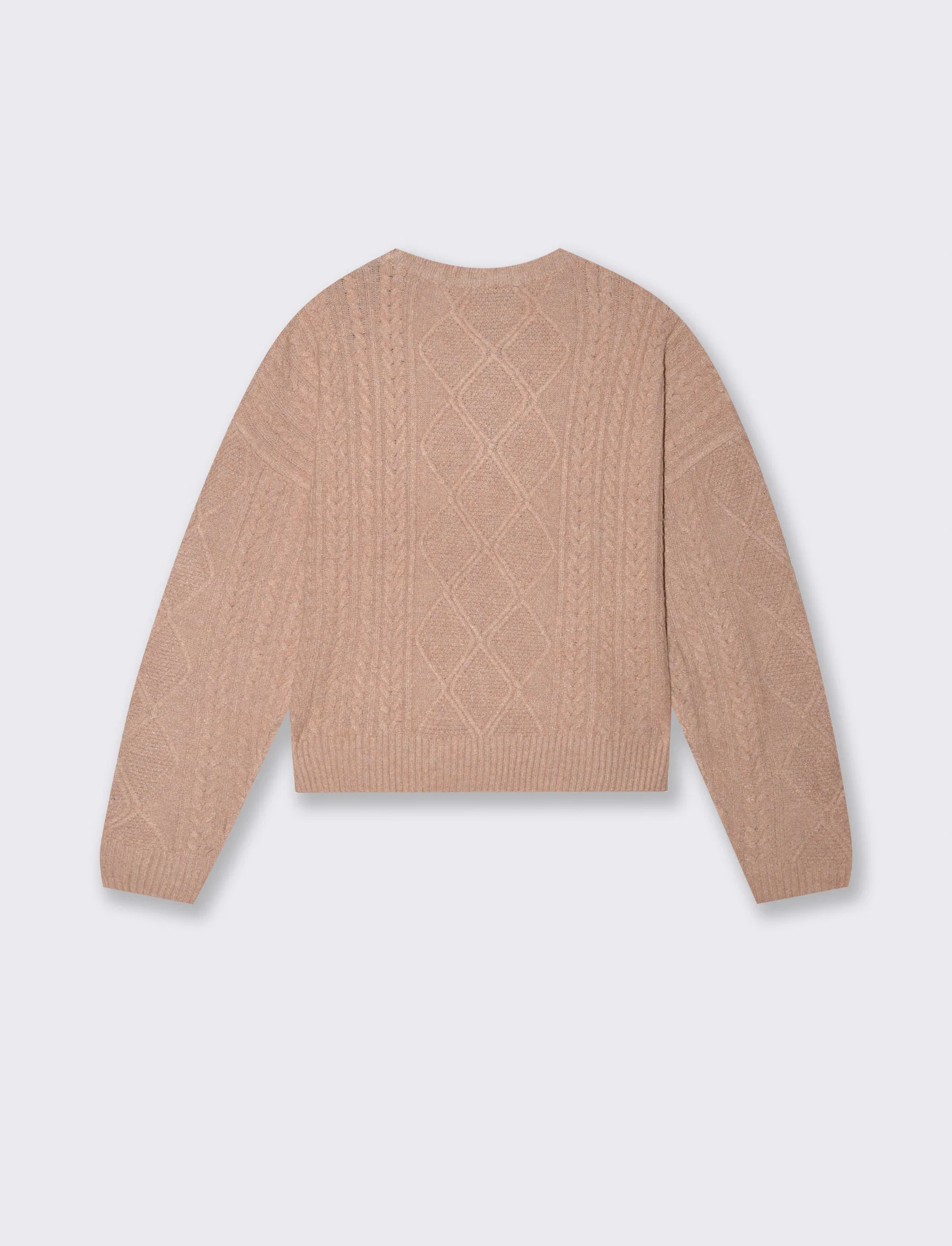 Maglia manica lunga girocollo crop con lavorazione a trecce - Rosa - Image 2