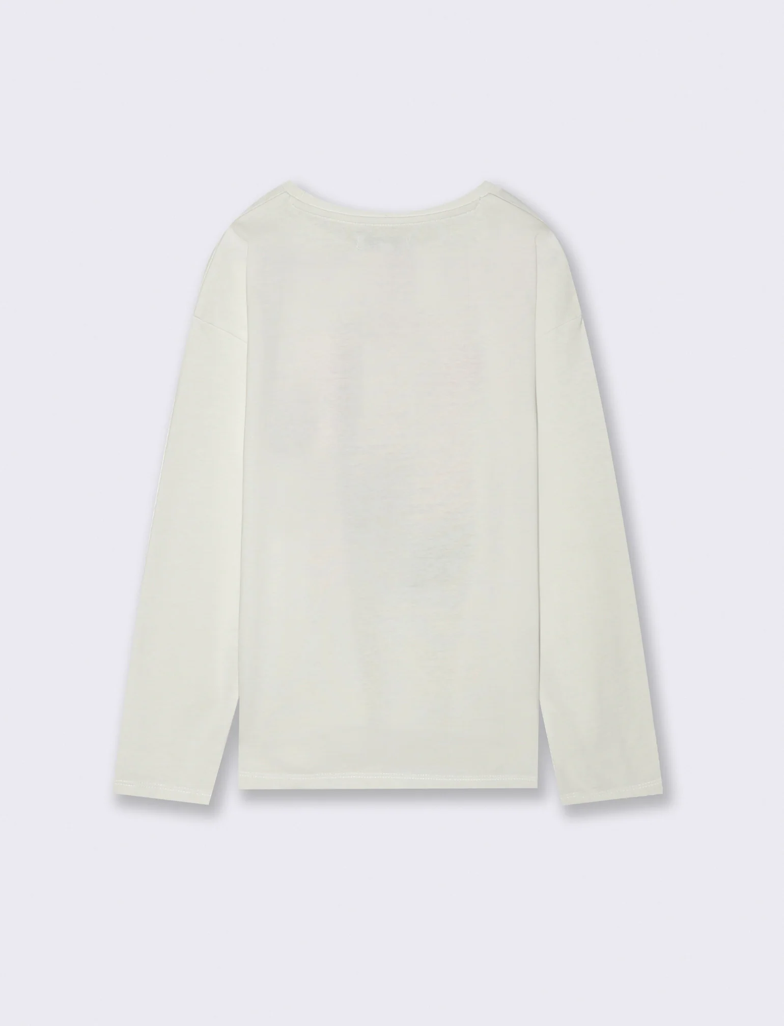 Maglia manica lunga in cotone. - Bianco latte - Image 3