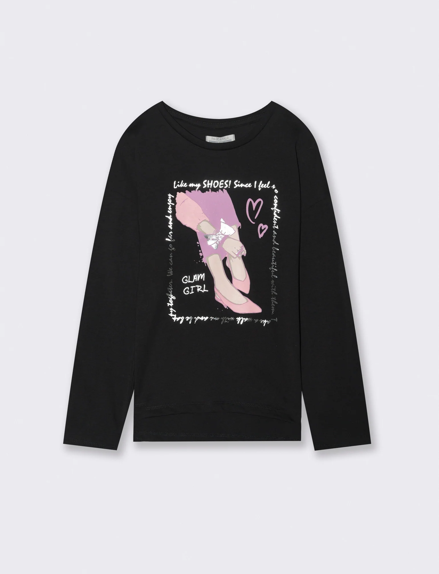 Maglia manica lunga in cotone. - Nero - Image 2
