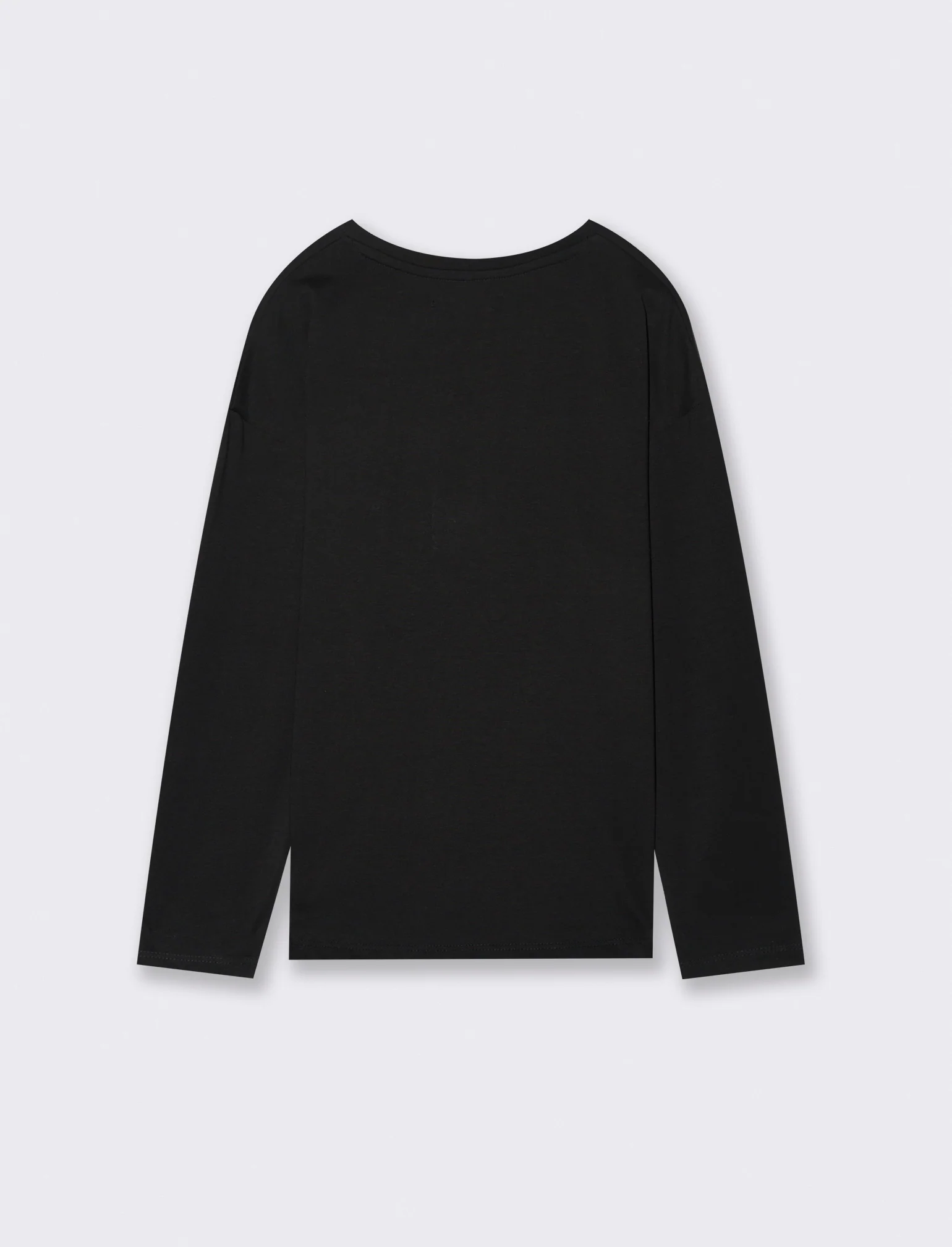 Maglia manica lunga in cotone. - Nero - Image 3
