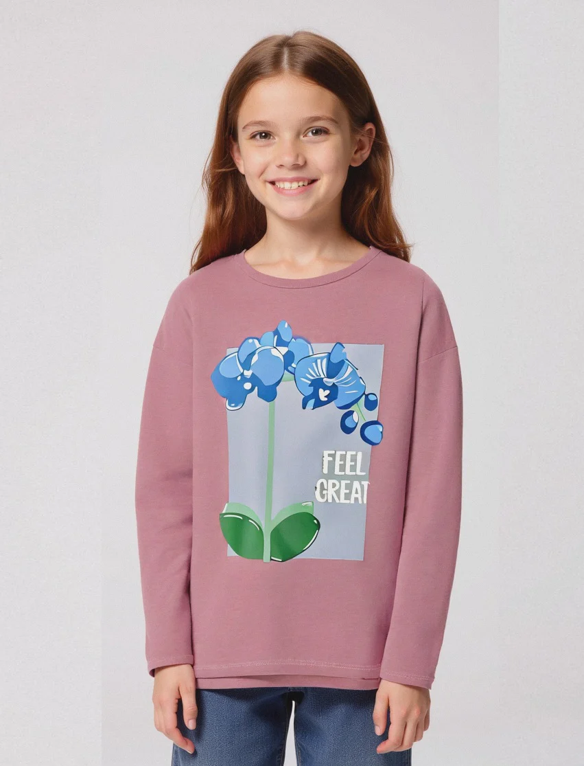 Maglia manica lunga in cotone. - Rosa