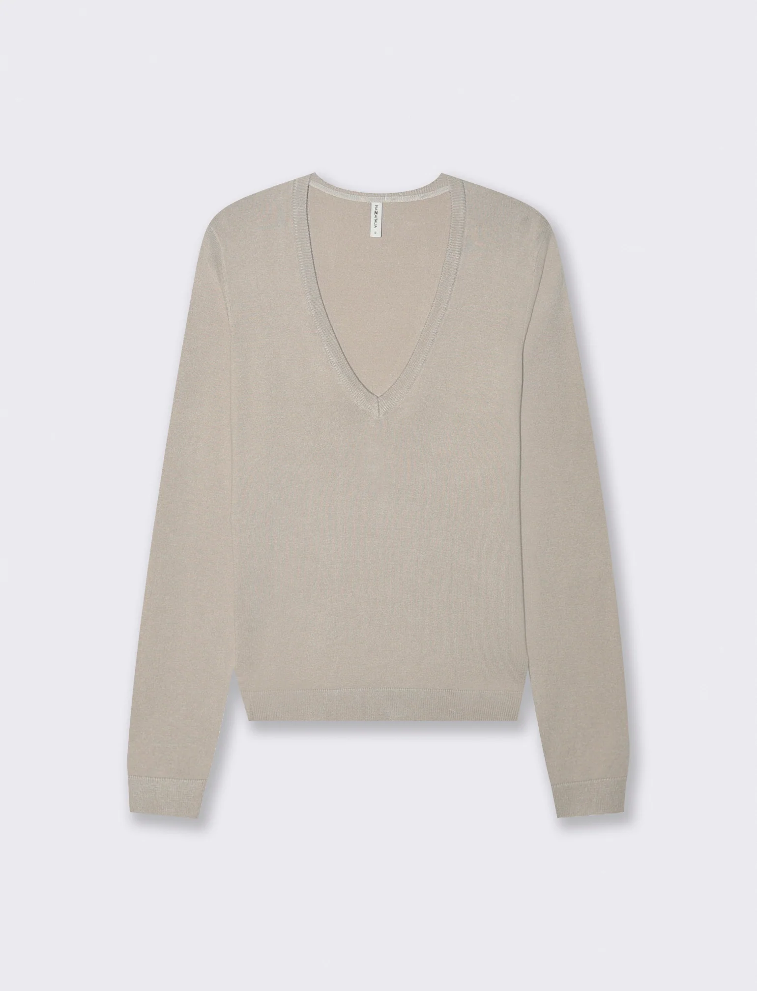 Maglia Manica Lunga Scollo a V - Beige grano