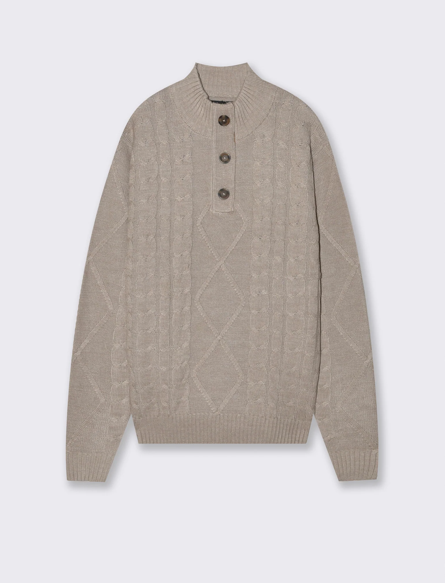 MAGLIA MEZZO COLLO A TRECCE - Beige