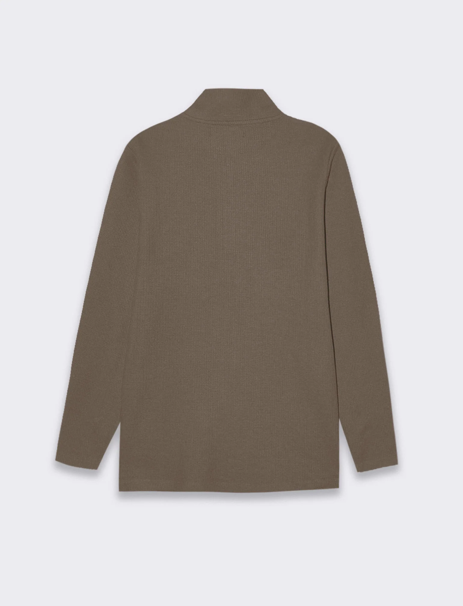 Maglia mezzo collo zip struttura waffel da uomo - Grigio fango - Image 2