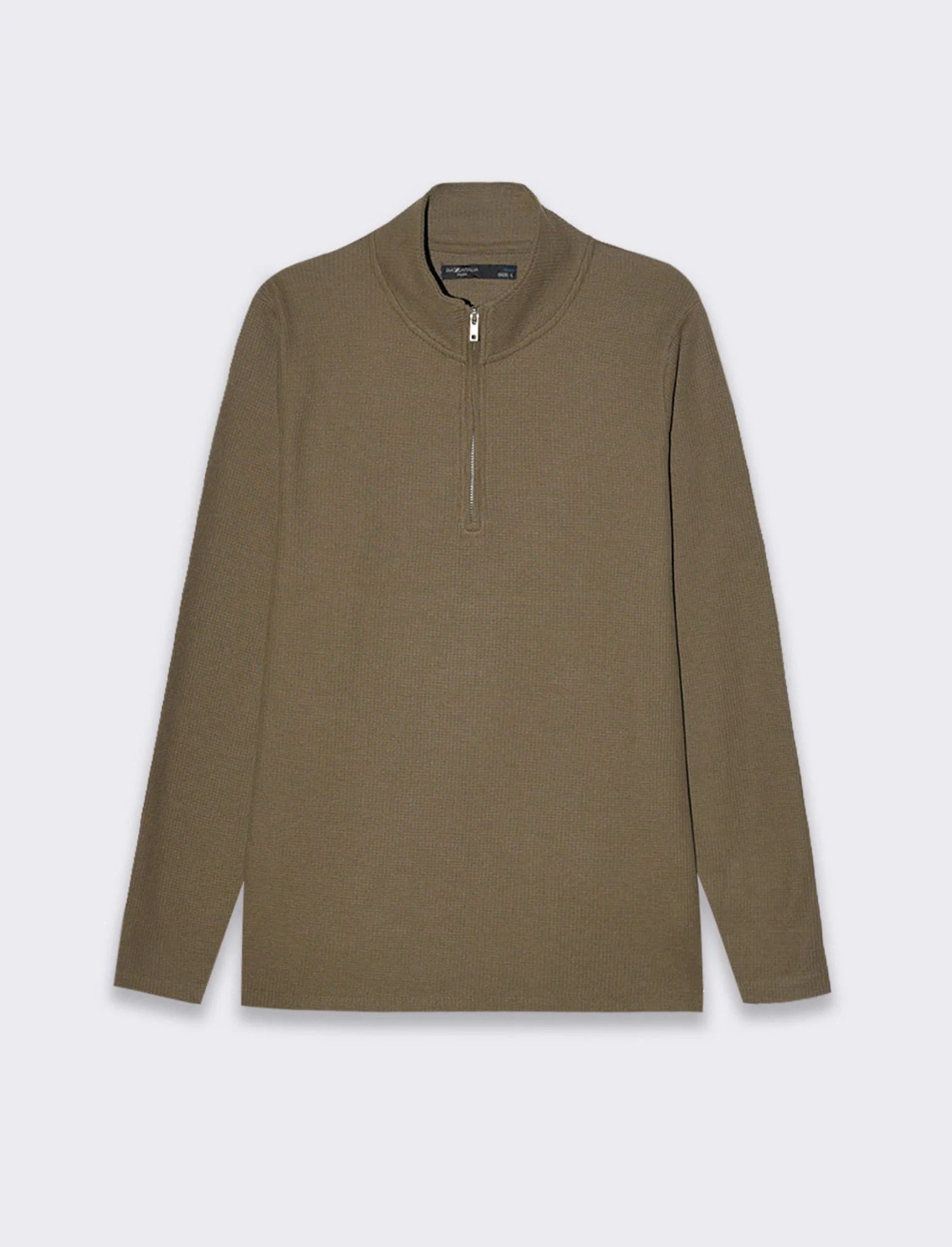 Maglia mezzo collo zip struttura waffel da uomo - Grigio ghiaccio