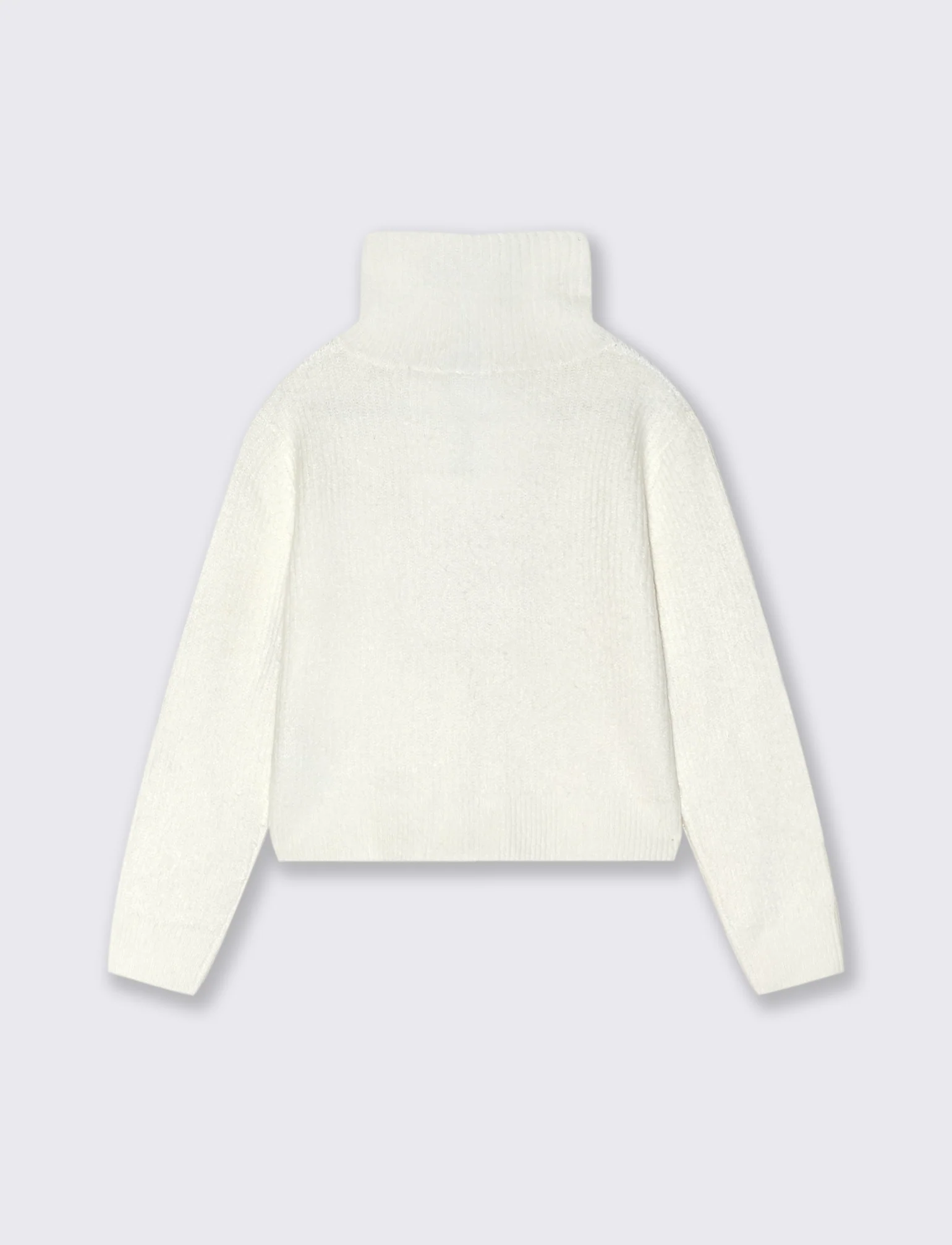 Maglia modello cardigan con zip. - Bianco latte - Image 2